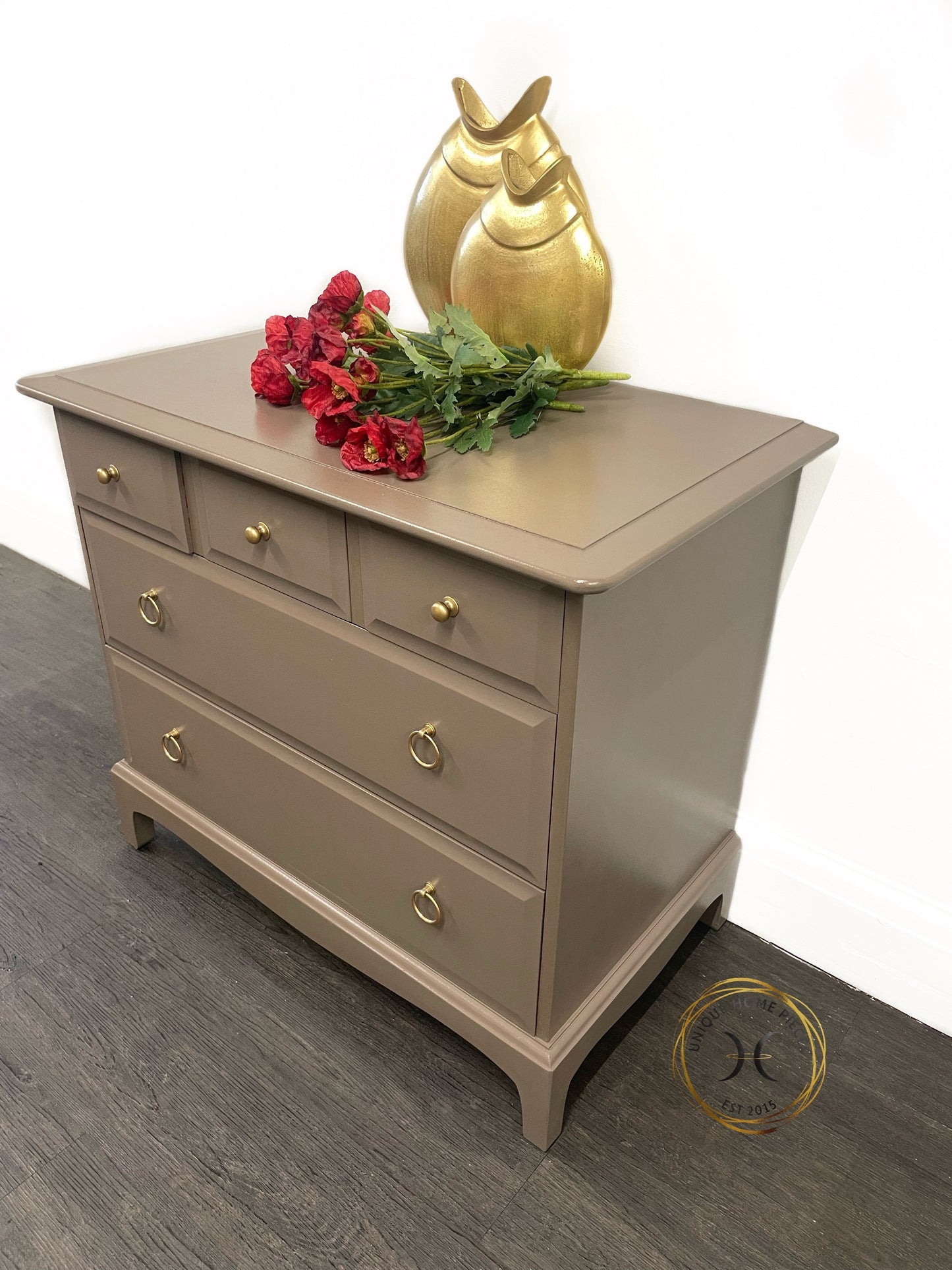 Beige Stag 5 Drawer Chest