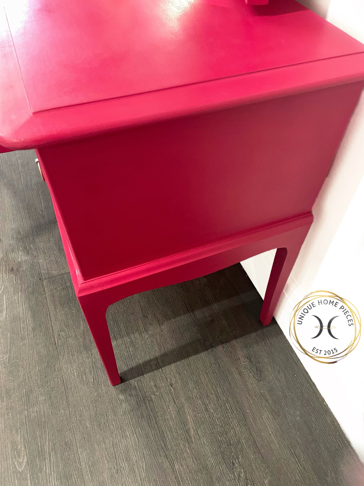 Stag Hot Pink 5 Drawer Mirrored Dressing Table With Stool