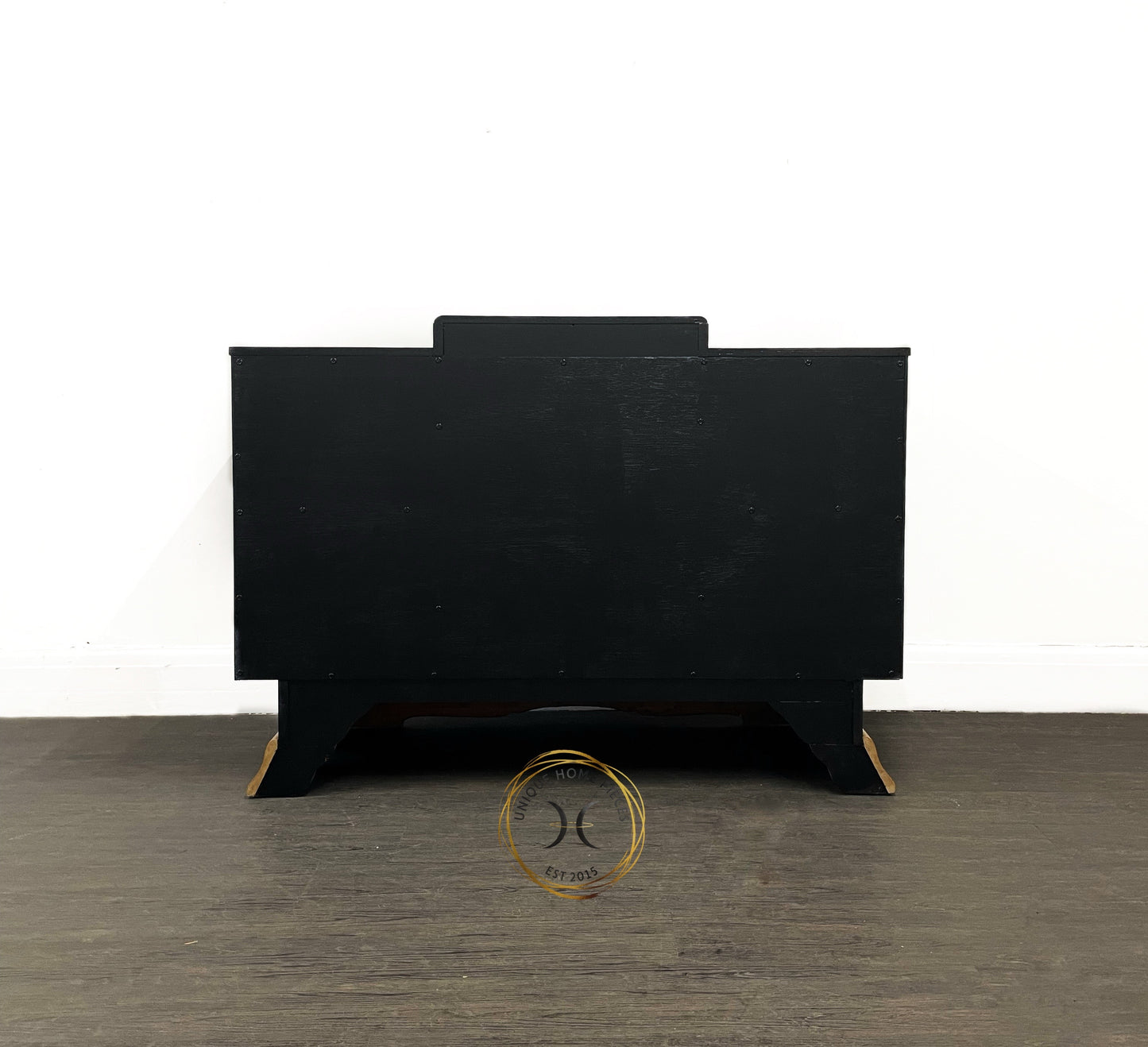 Large Rare Ronson Black Gold Walnut Art Deco Cocktail Cabinet