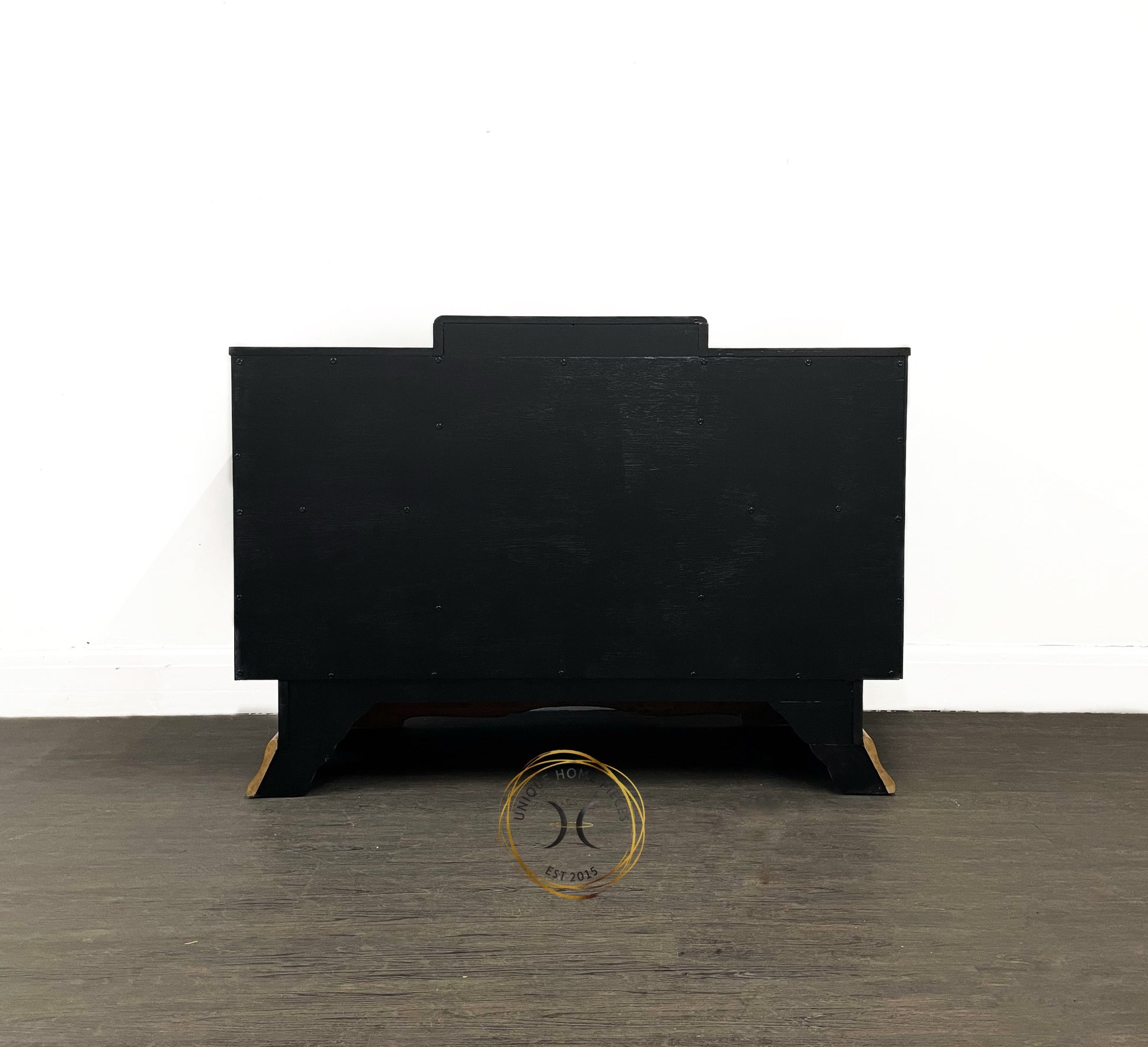 Large Rare Ronson Black Gold Walnut Art Deco Cocktail Cabinet - Unique Home Pieces