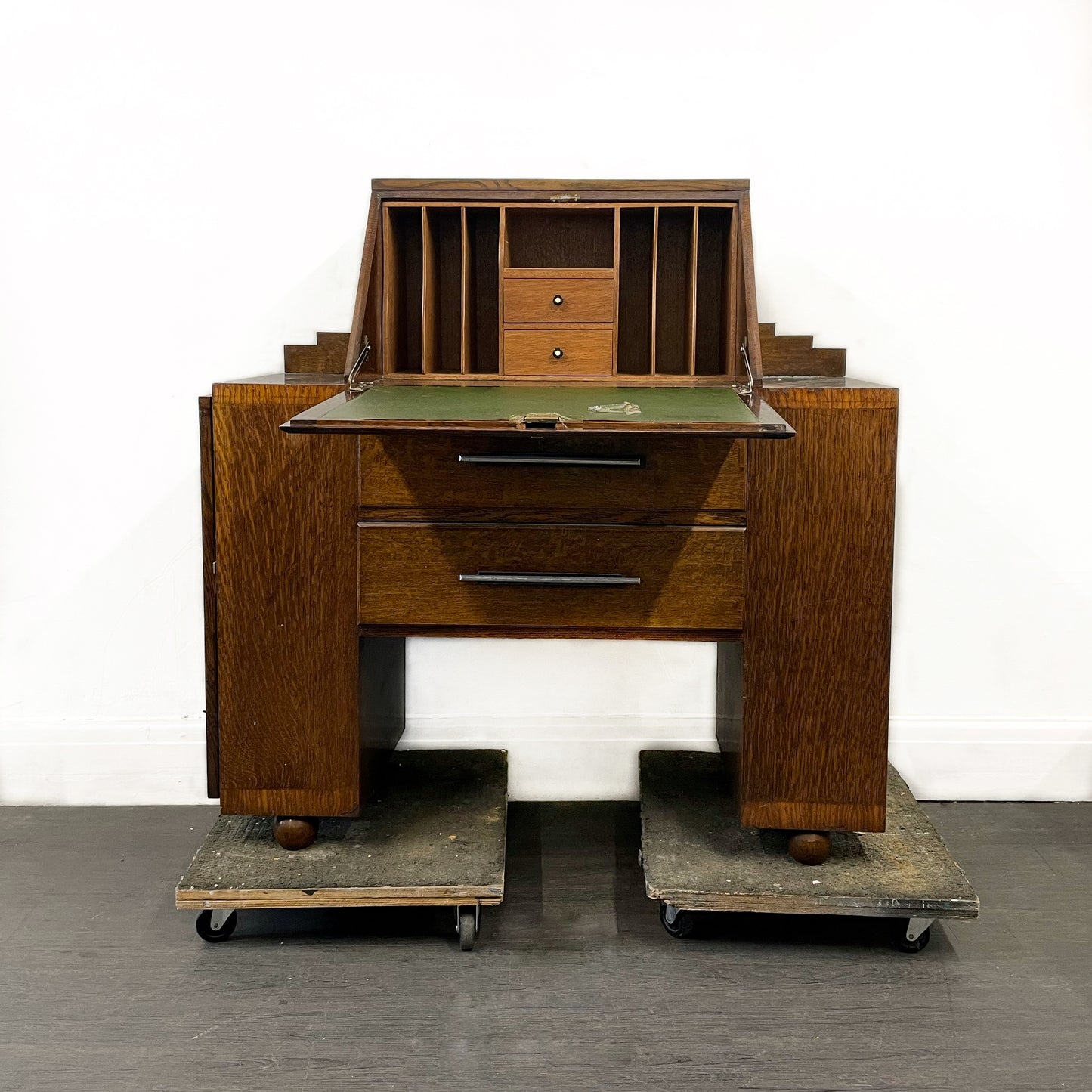 Rare Find Art Deco Writing Bureau With Side Cupboards