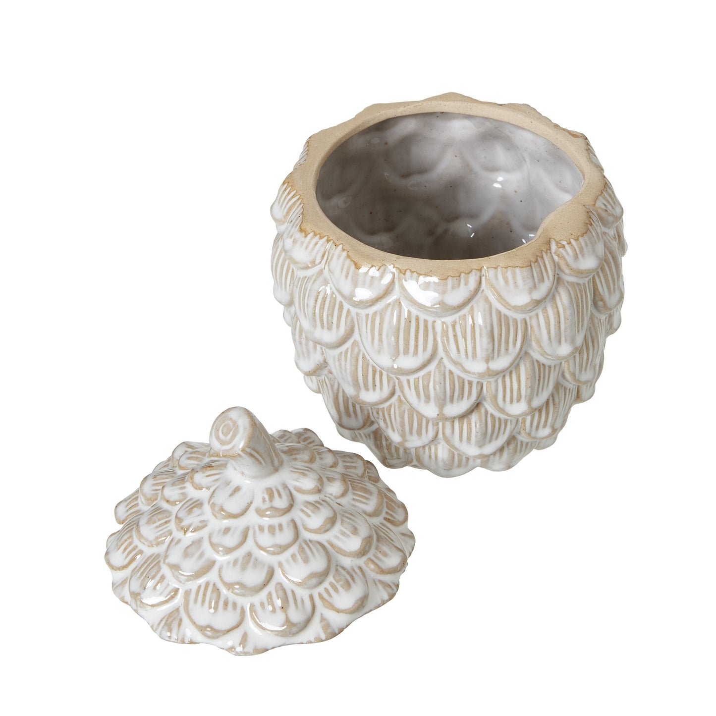 Large Ceramic Pinecone Trinket Dish With Lid