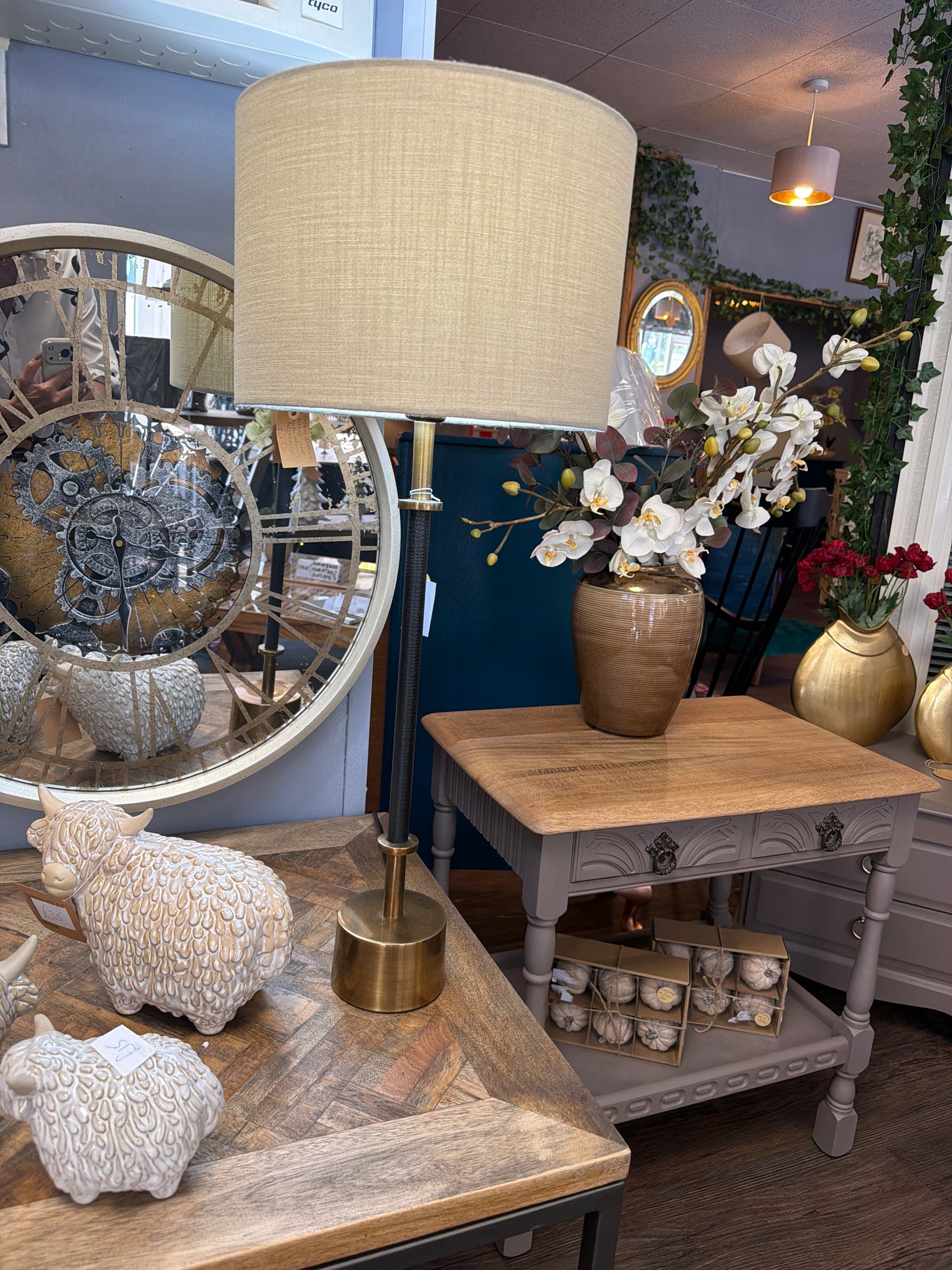 Antoine Black Croc And Antique Brass Metal Table Lamp Base - Unique Home Pieces
