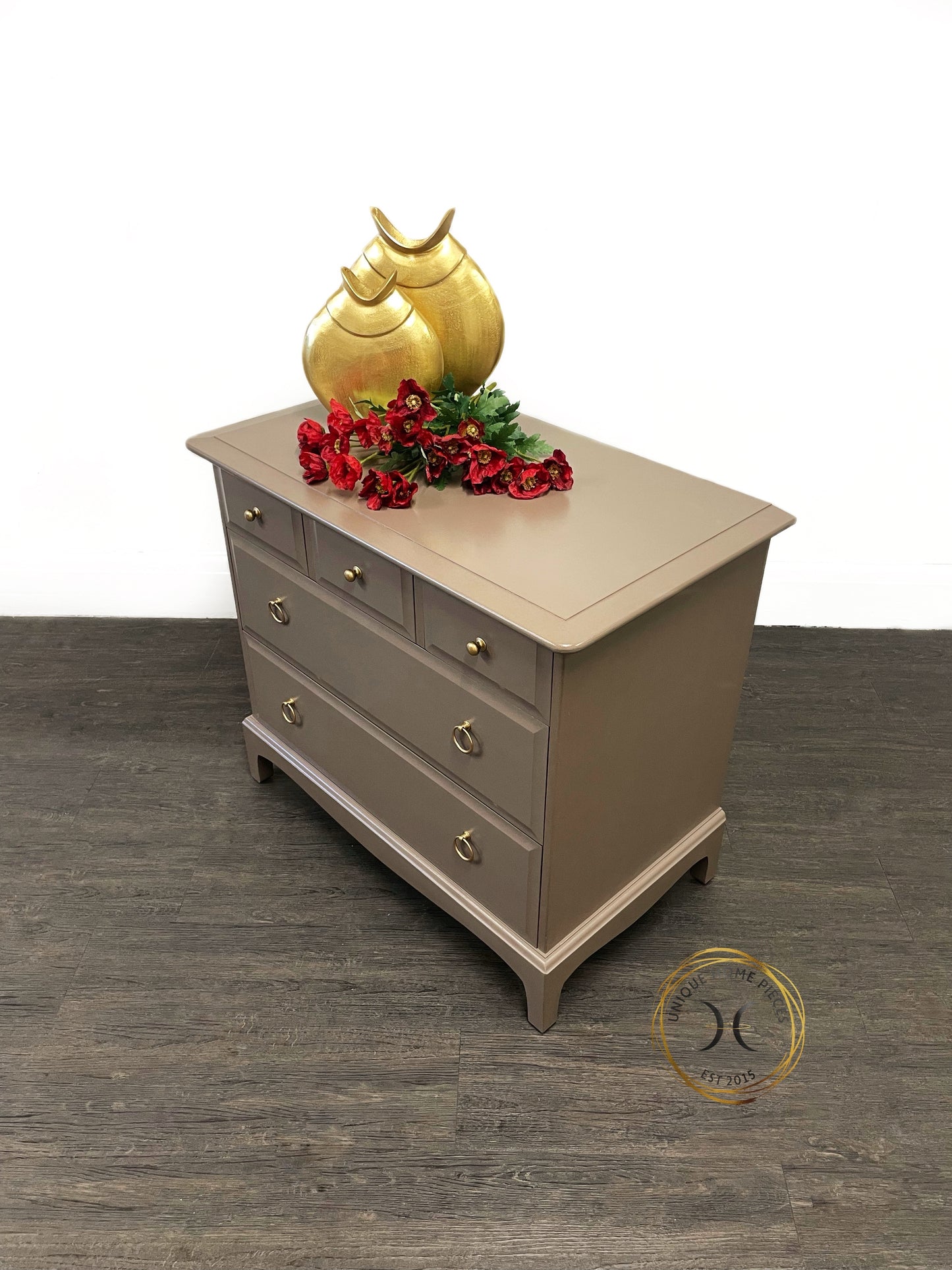 Beige Stag 5 Drawer Chest