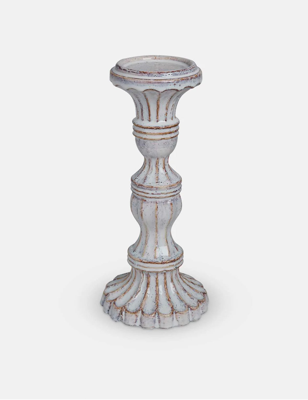 Aged White Ceramic Candle Holder