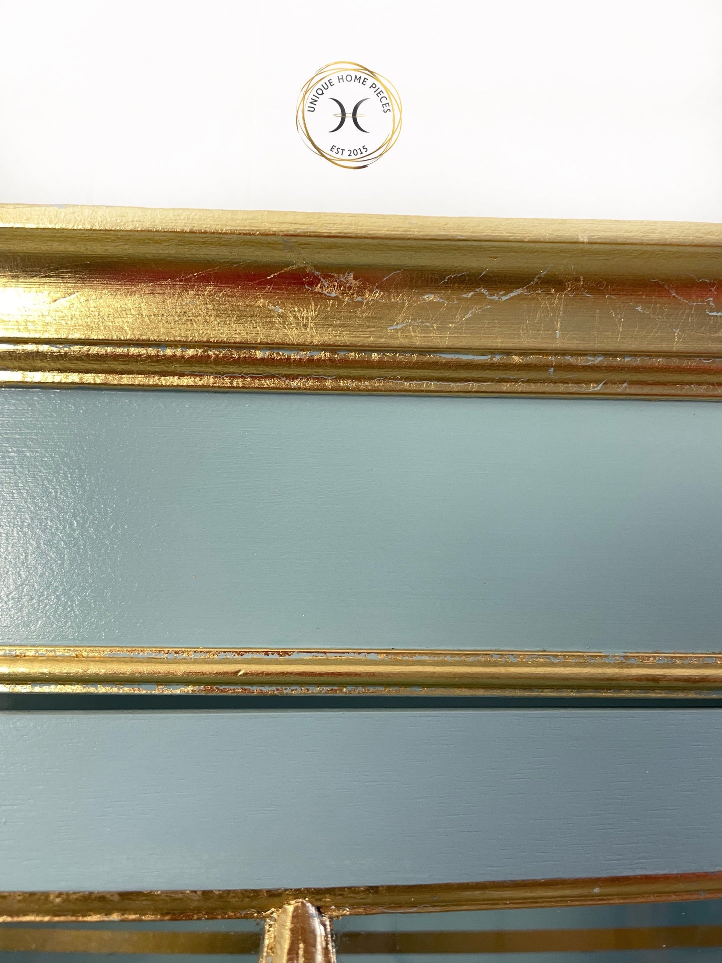 Antique Edwardian Light Blue And Gold Display Cabinet