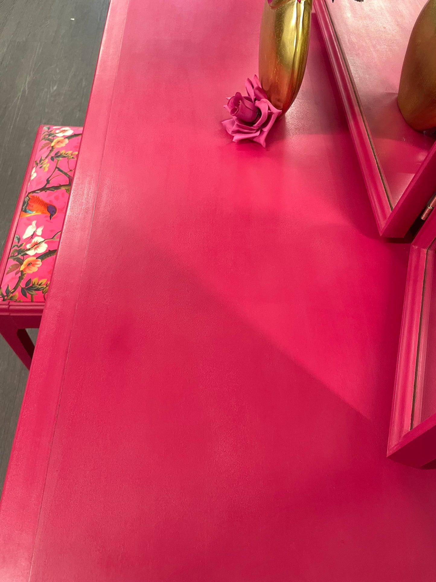Stag Hot Pink 5 Drawer Mirrored Dressing Table With Stool