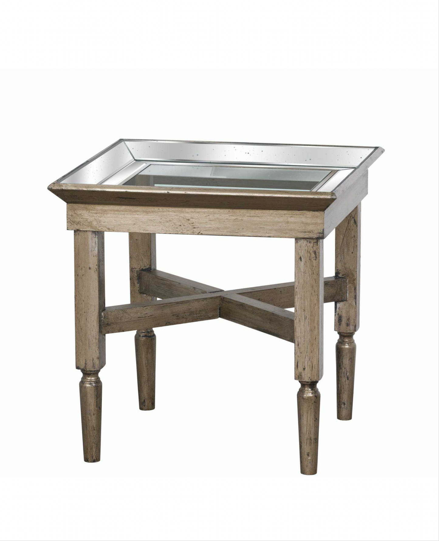 Astor Glass Side Table With Mirror Detailing