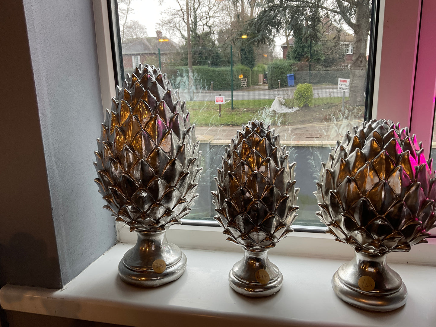 Large Tall Silver Pinecone Finial