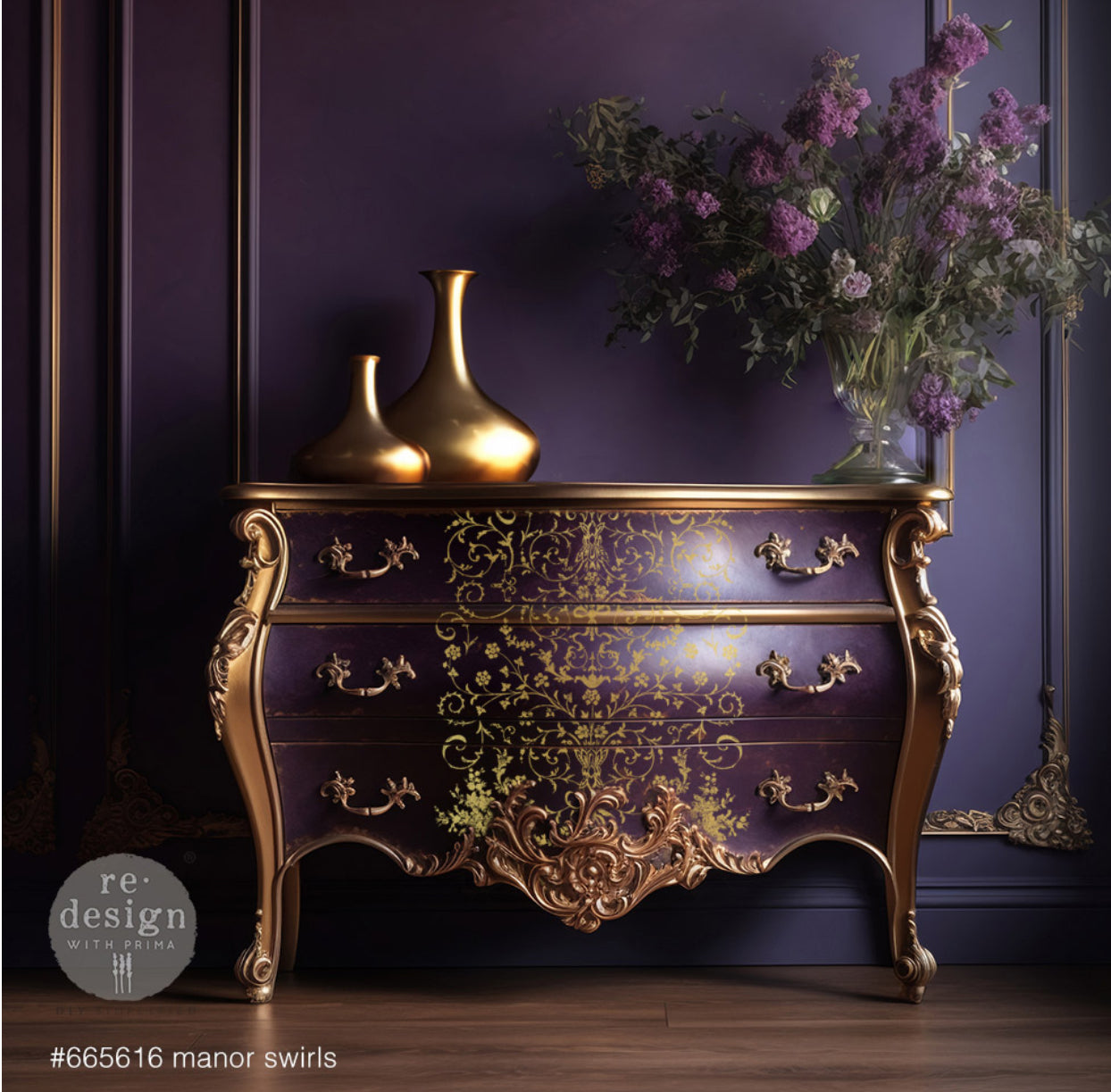 Re-Design With Prima Decor Transfers - Gold Foil -Manor Swirls By Kacha