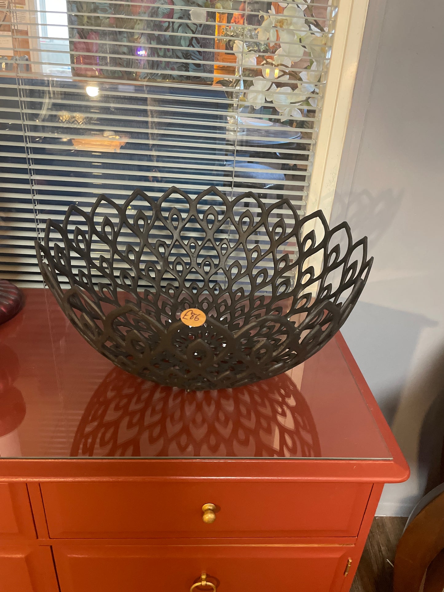 Large Black Cast Lattice Bowl