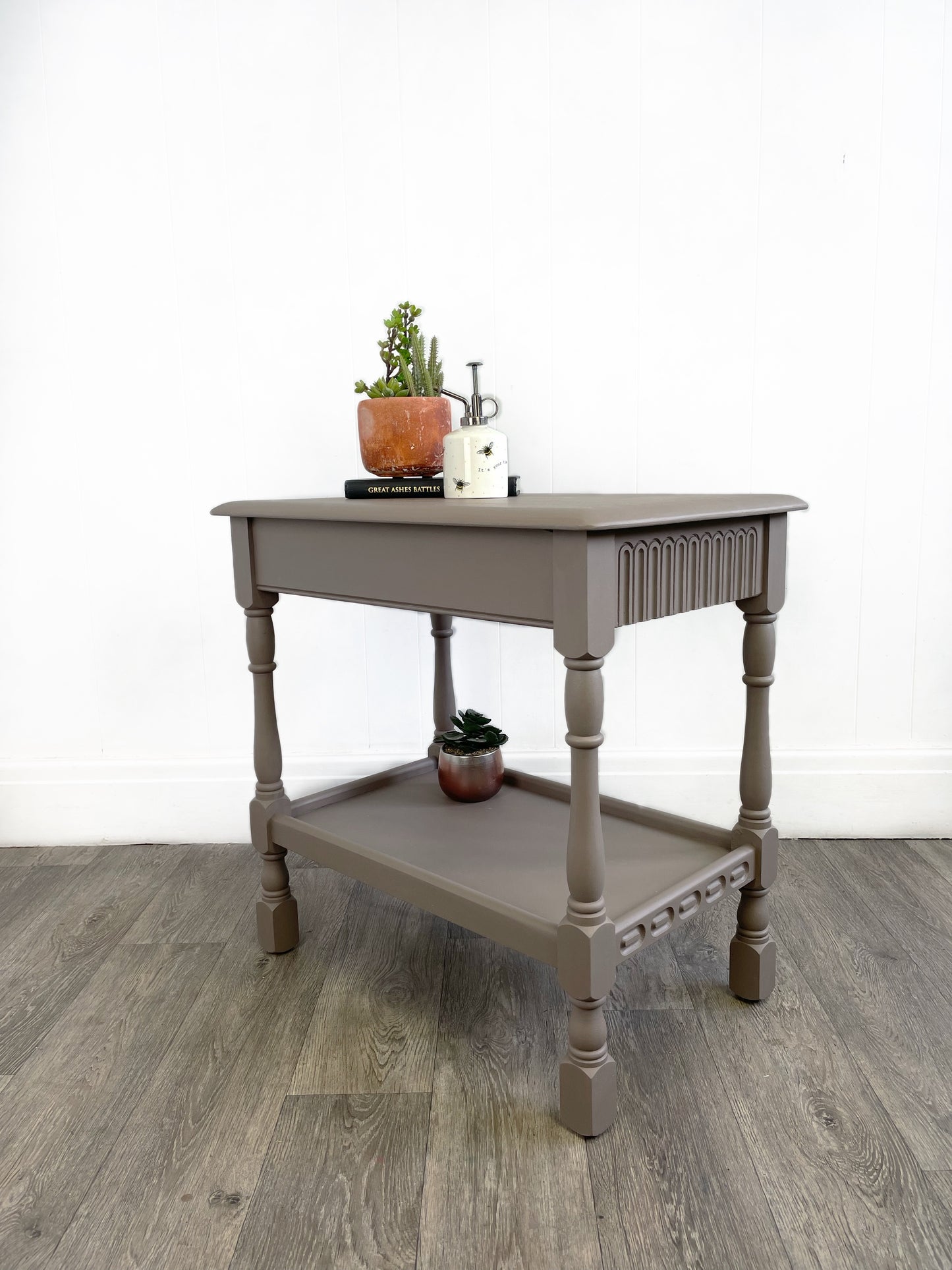 Priory Beige Two Drawer Console Table, Brown Side Table