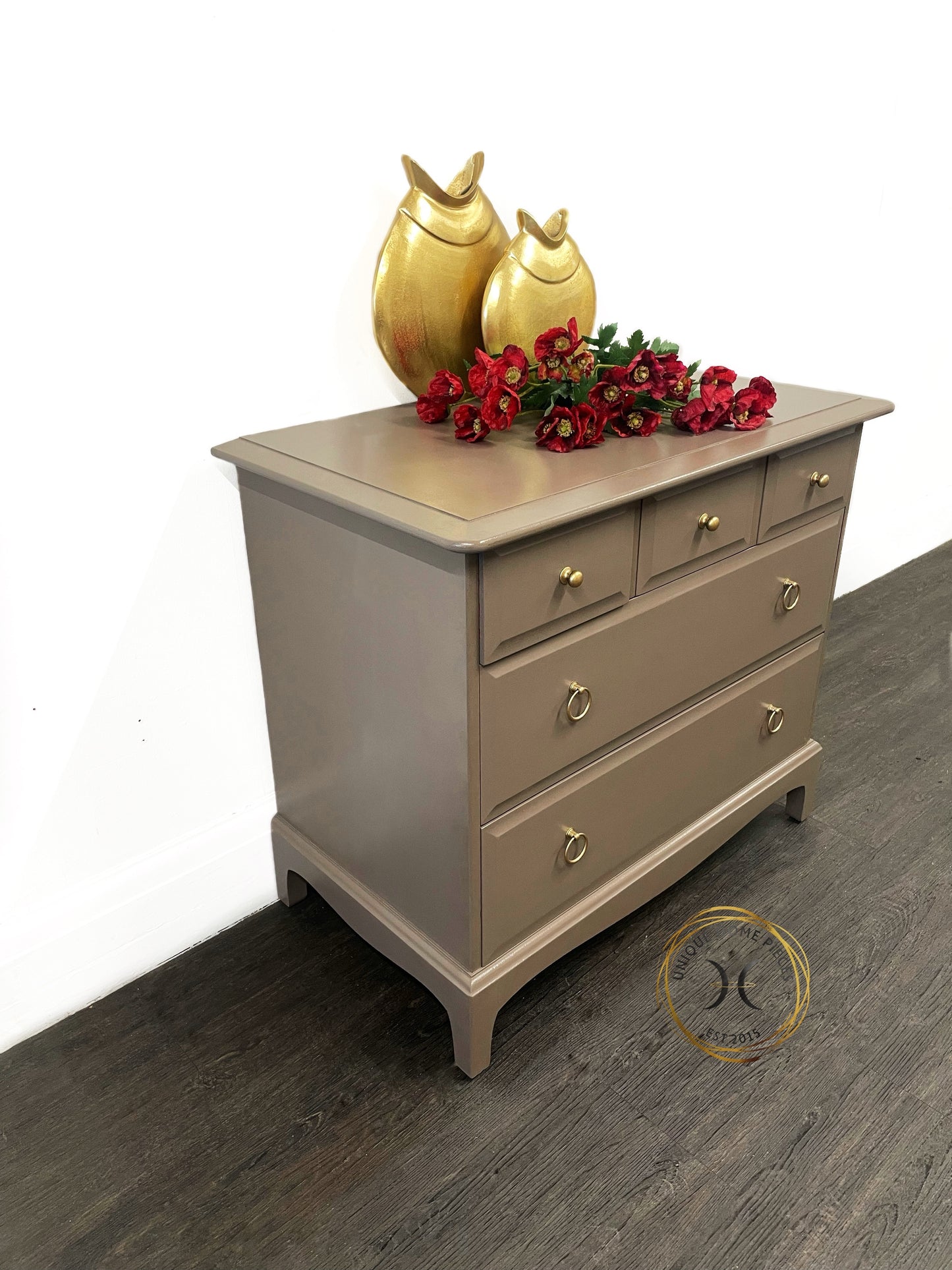 Beige Stag 5 Drawer Chest