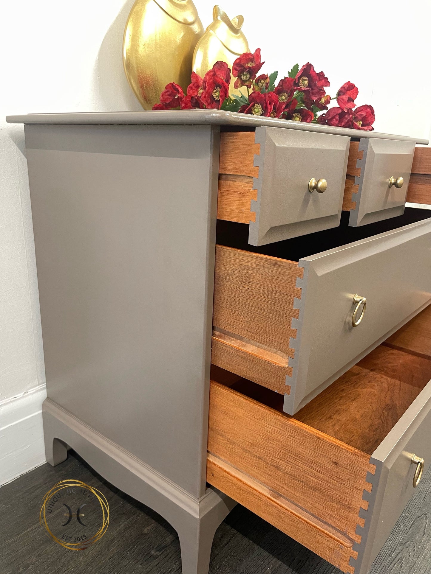 Beige Stag 5 Drawer Chest