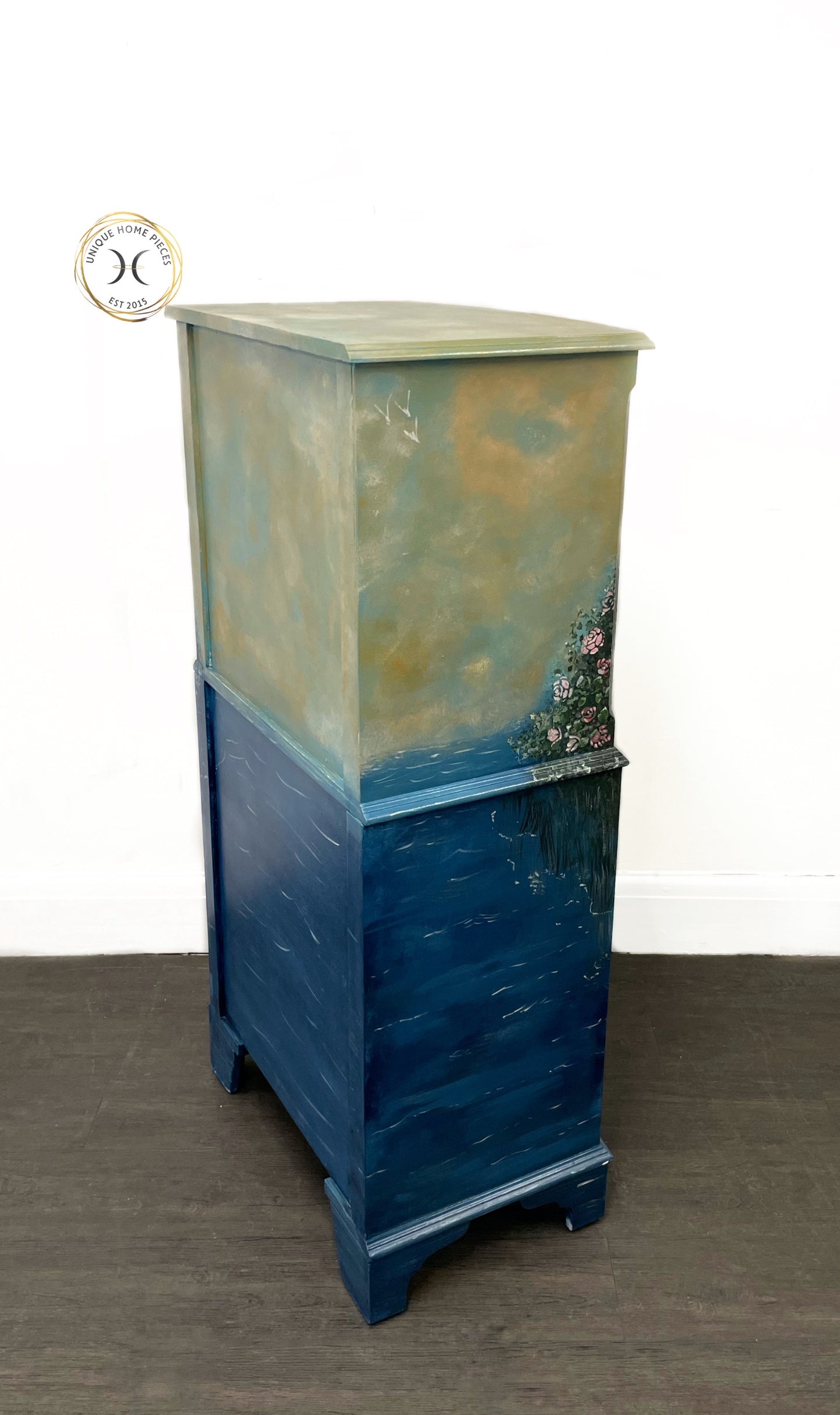 Whimsical Floral Fairies Hand Painted Drinks Cabinet.