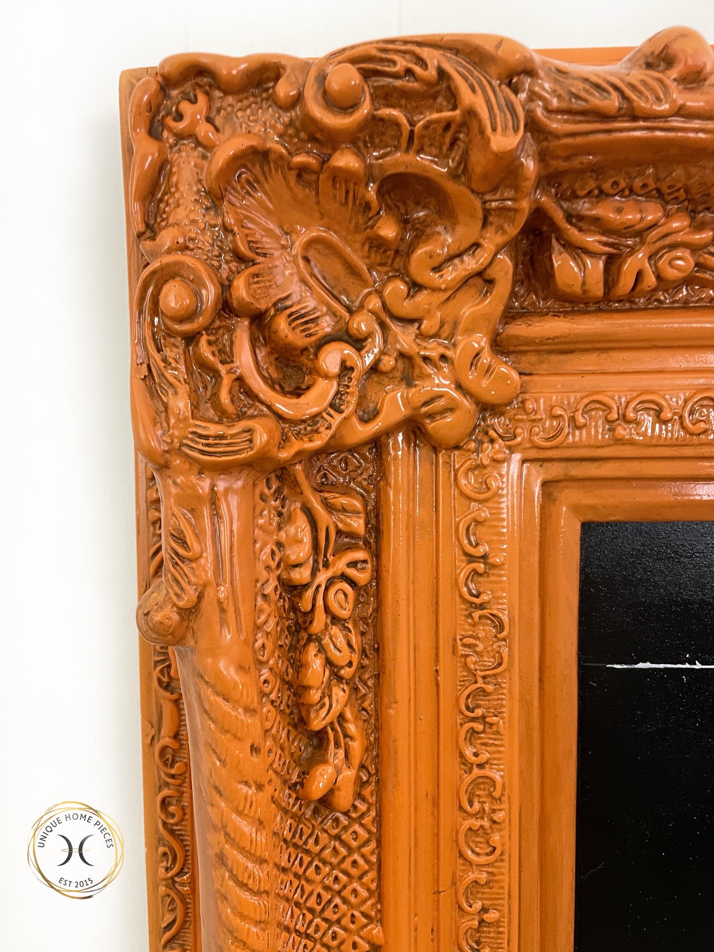 Orangutan Wall Art With Orange Ornate Picture Frame.