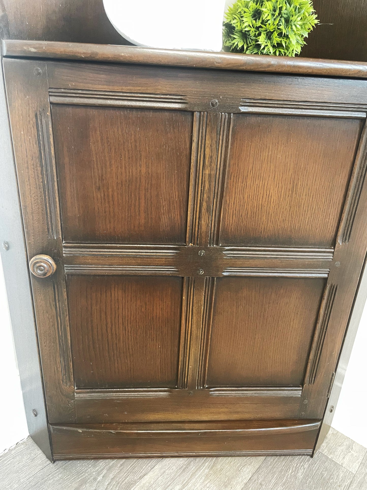 Ercol Mural Corner Cabinet With Shelves & Cupboard
