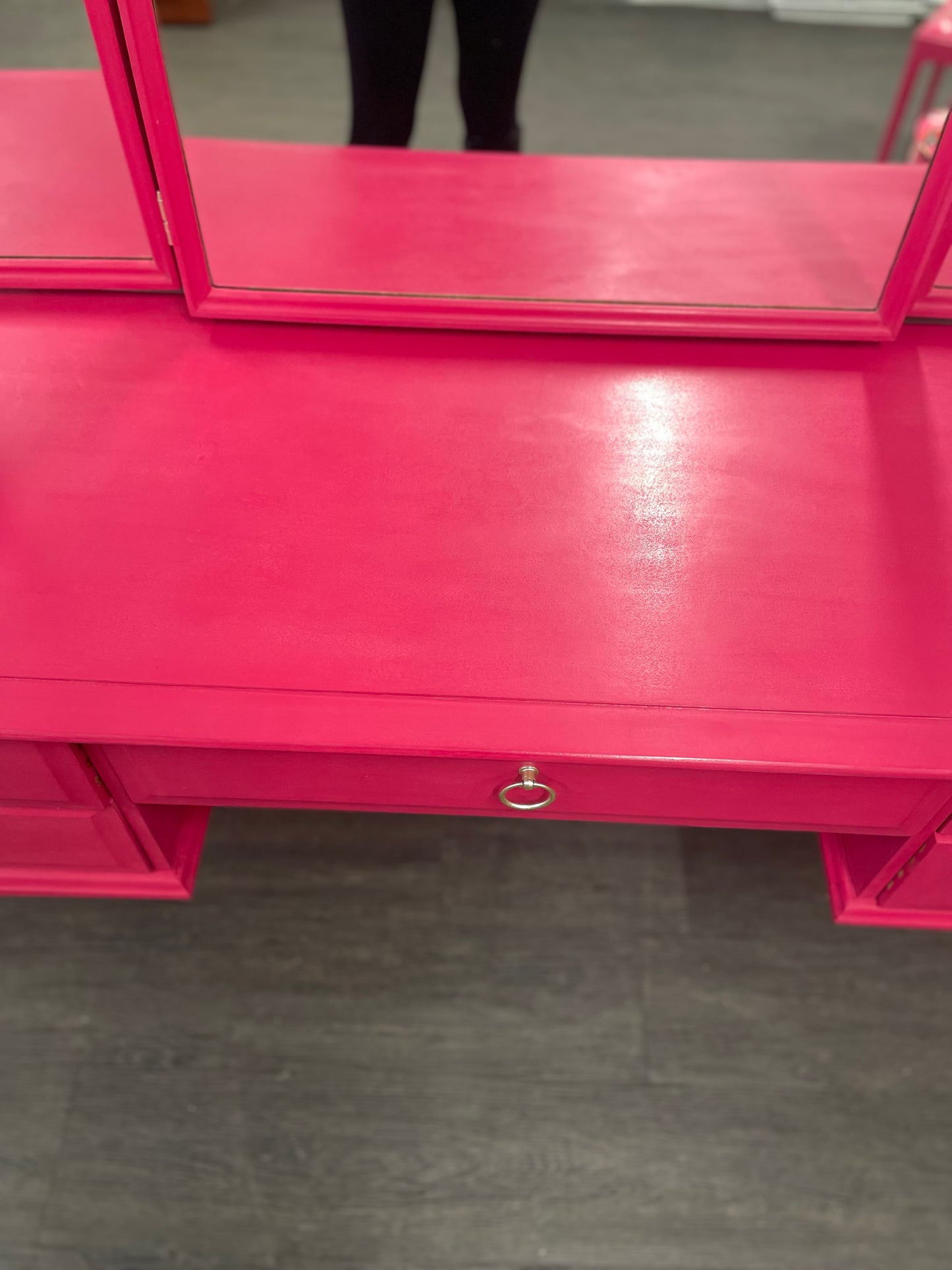 Stag Hot Pink 5 Drawer Mirrored Dressing Table With Stool