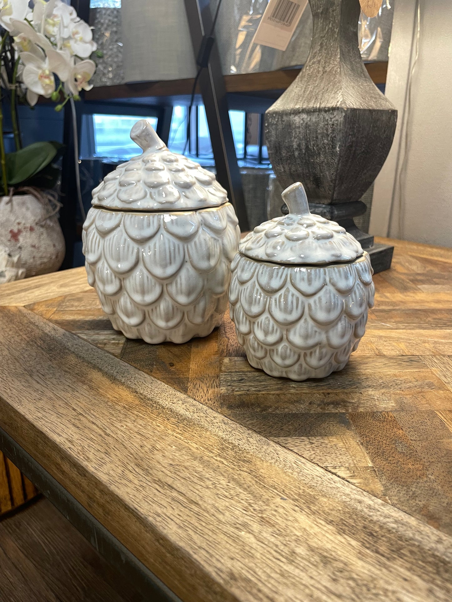 Large Ceramic Pinecone Trinket Dish With Lid