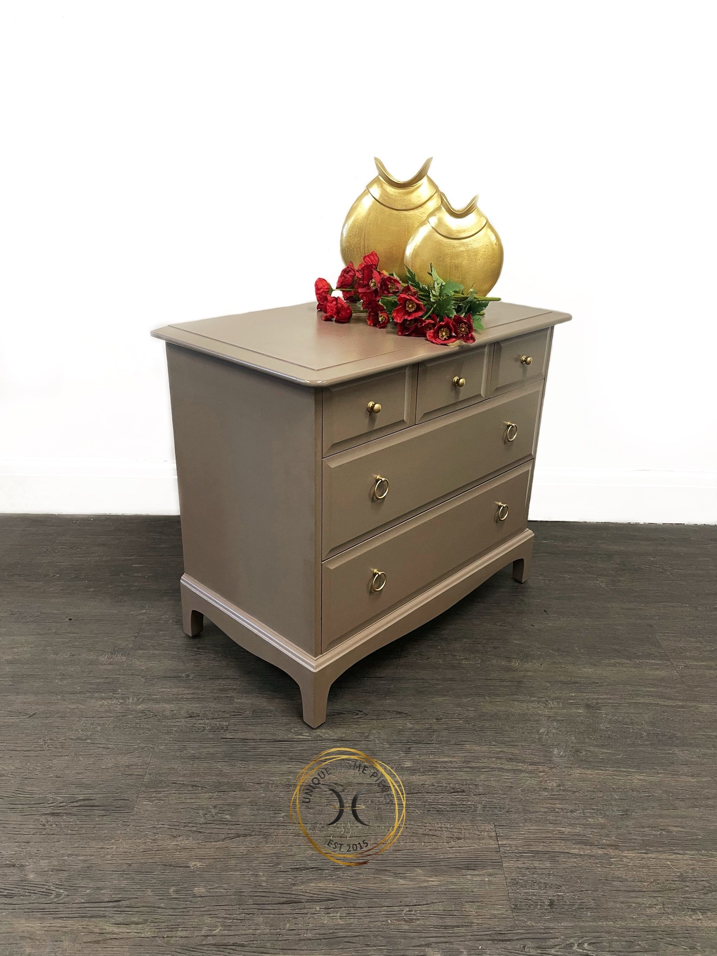 Beige Stag 5 Drawer Chest