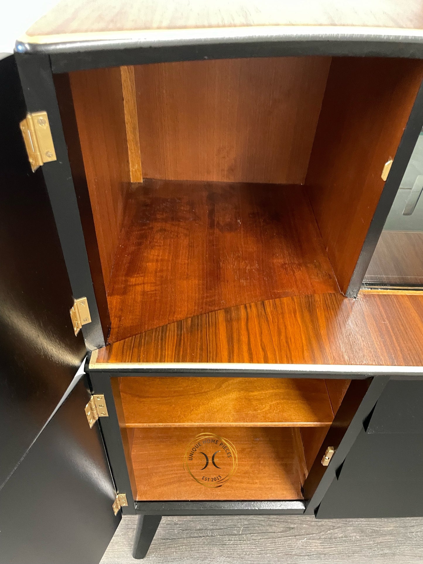 Beautility MCM Drinks Cabinet, Black Display Sideboard