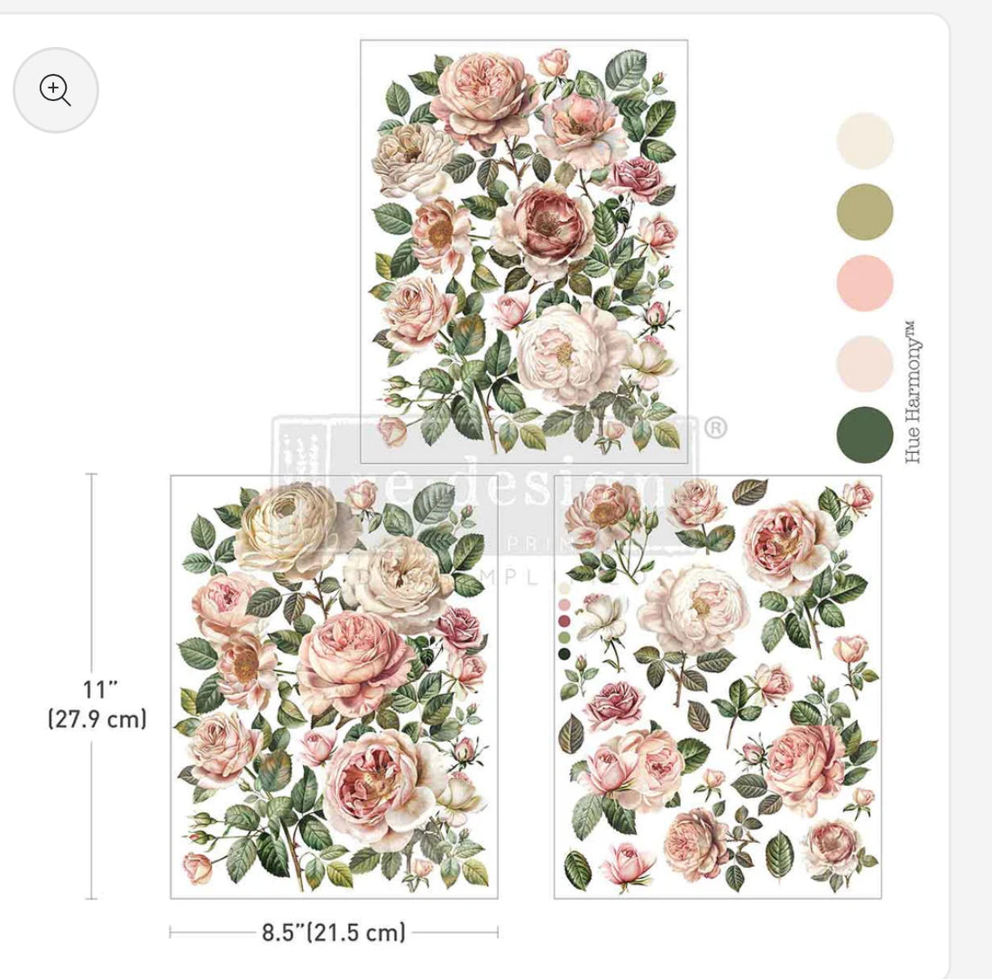 Re-Design With Prima Middy Transfers - Blush Blossoms - 8.5” x 11”