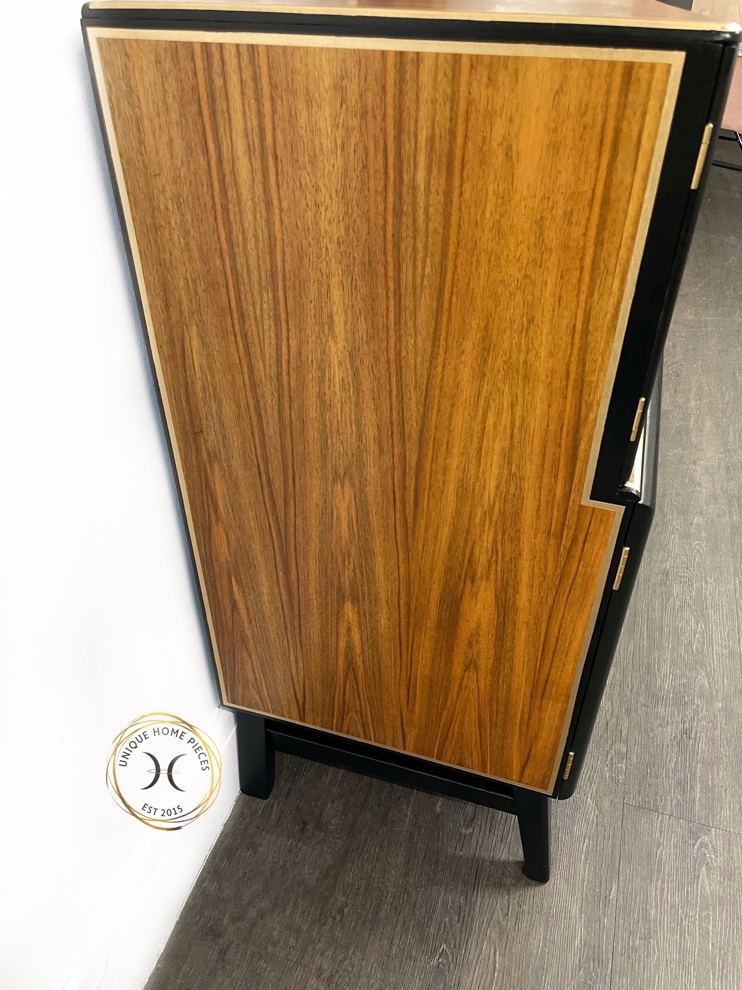 Beautility MCM Drinks Cabinet, Black Display Sideboard