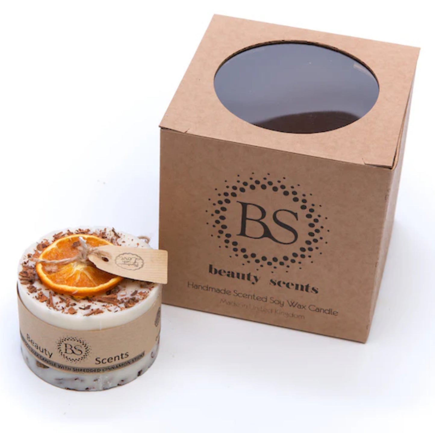 Beauty Scents Small Scented Candle with Shredded Cinnamon