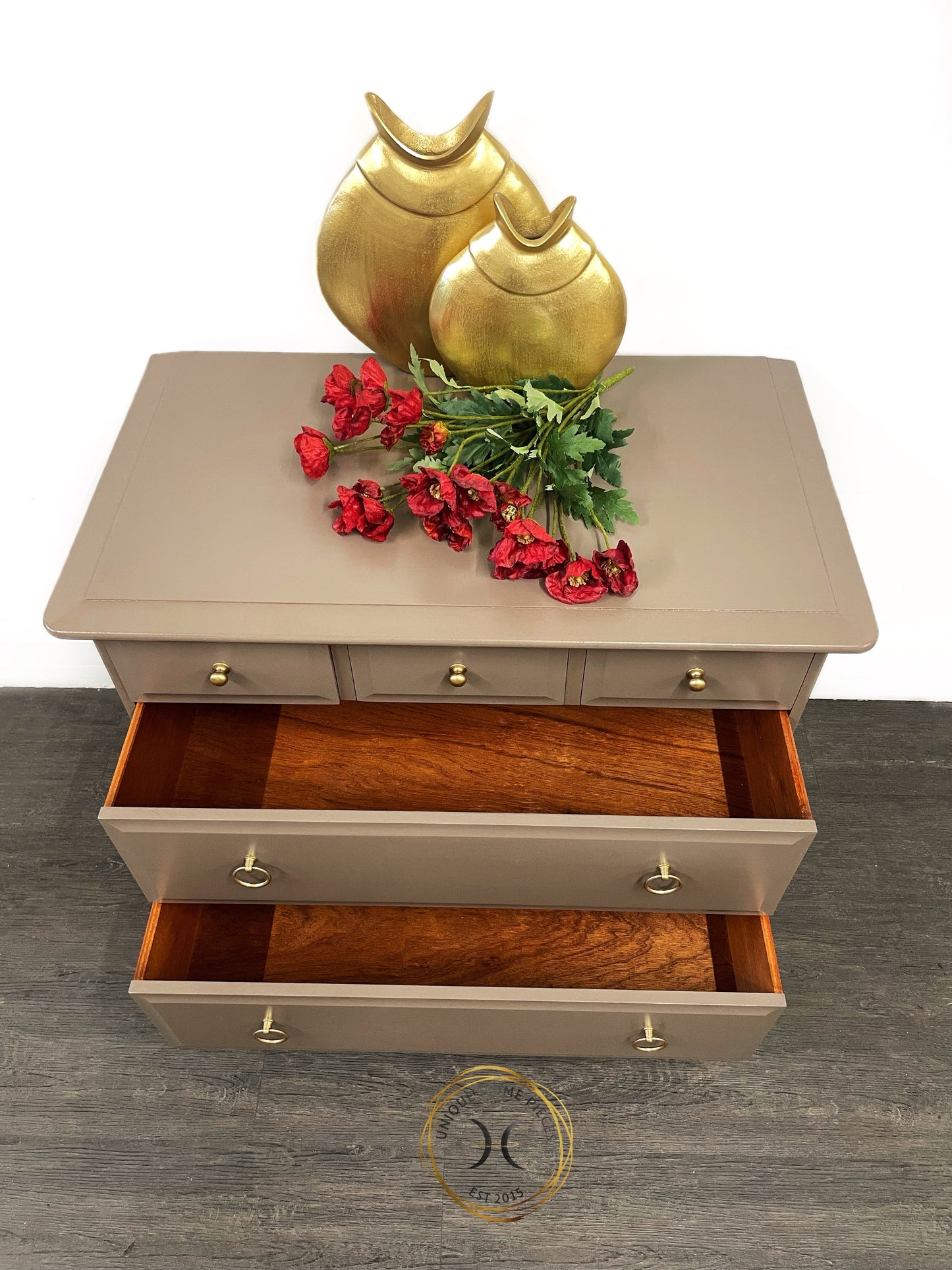 Beige Stag 5 Drawer Chest
