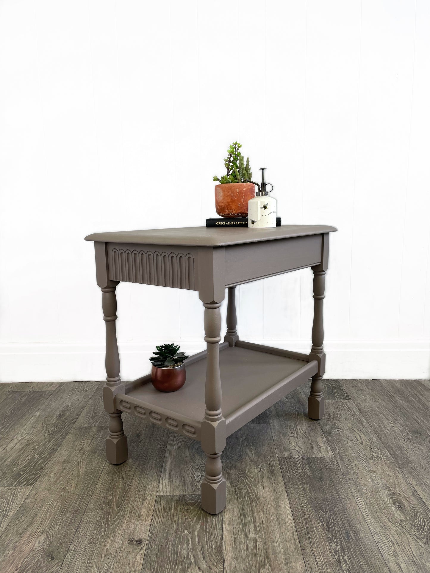 Priory Beige Two Drawer Console Table, Brown Side Table