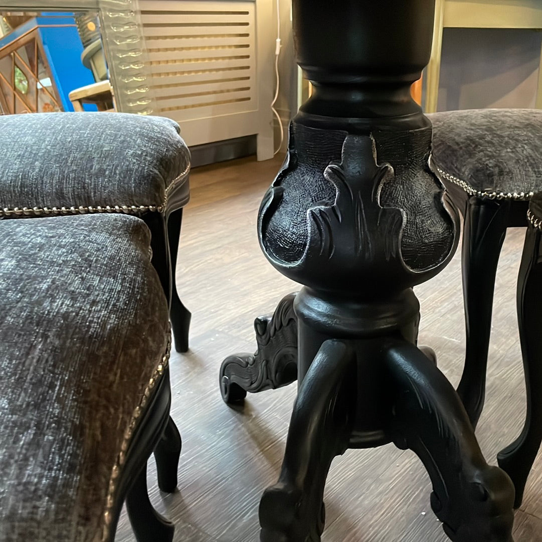 Epoxy Resin Dining Table Black, White, Grey, Silver Design And 4 Chairs