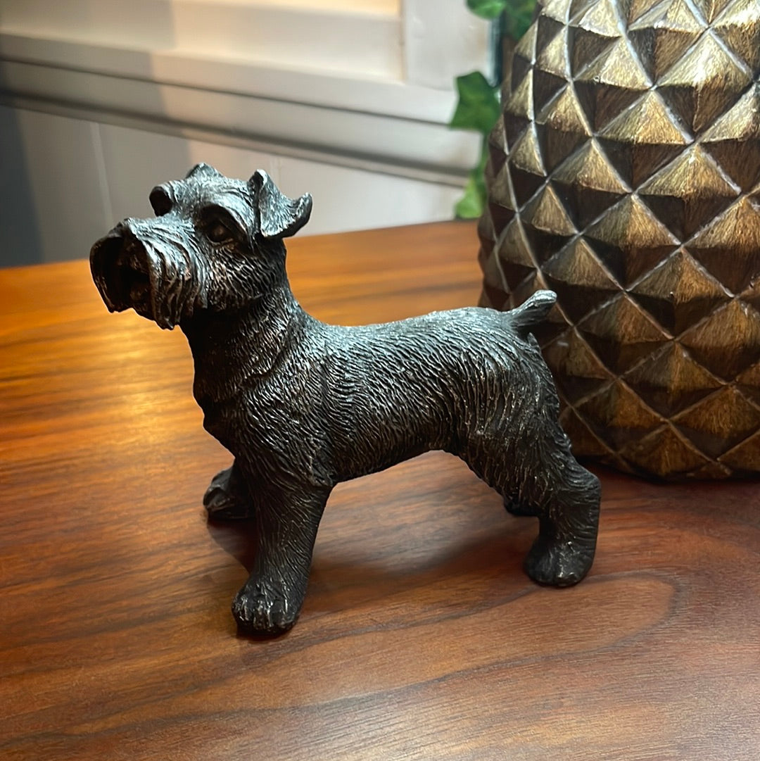 Schnauzer Dog Silver Effect Sculpture Ornament/Figurine