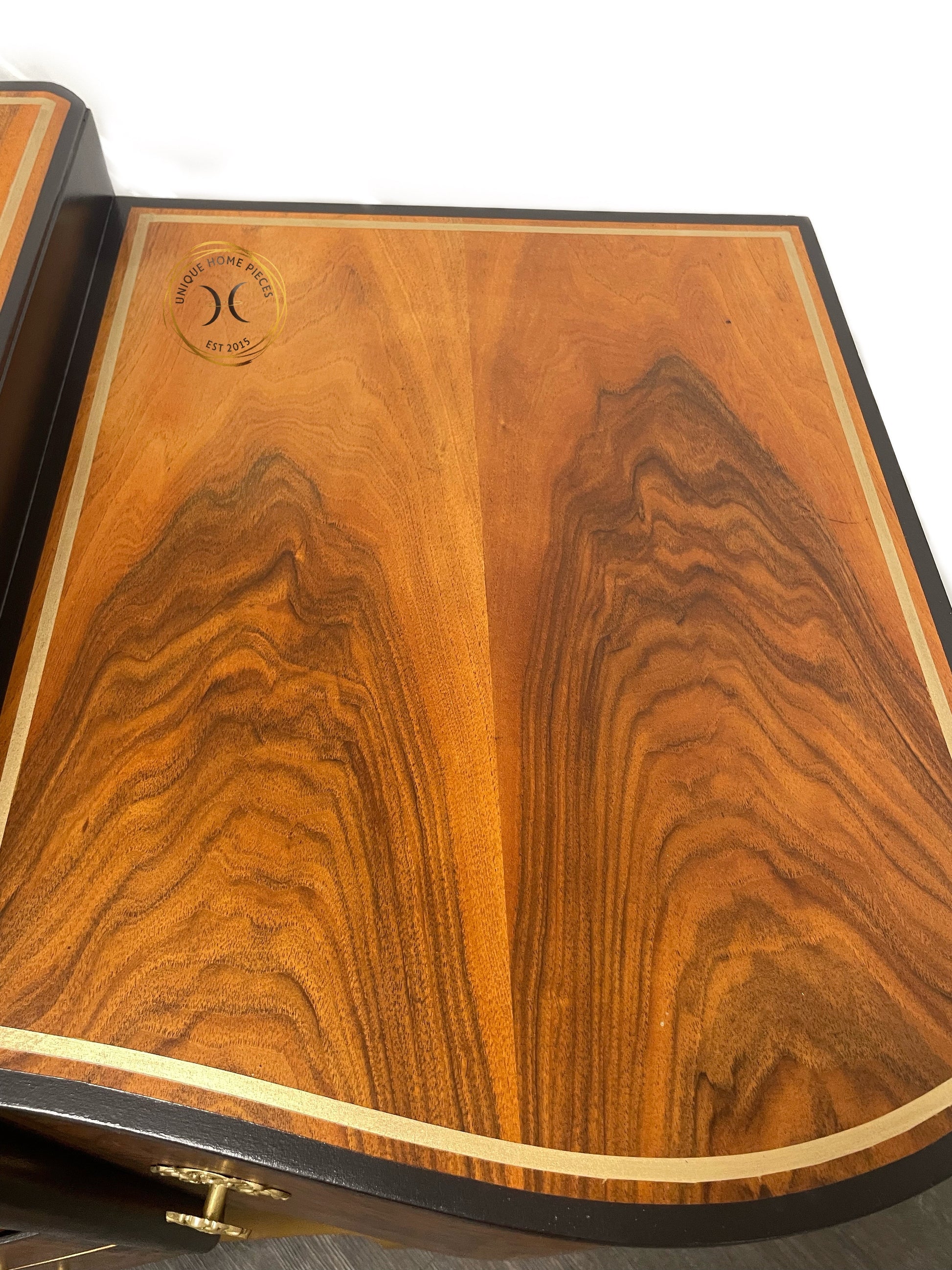 Large Rare Ronson Black Gold Walnut Art Deco Cocktail Cabinet - Unique Home Pieces