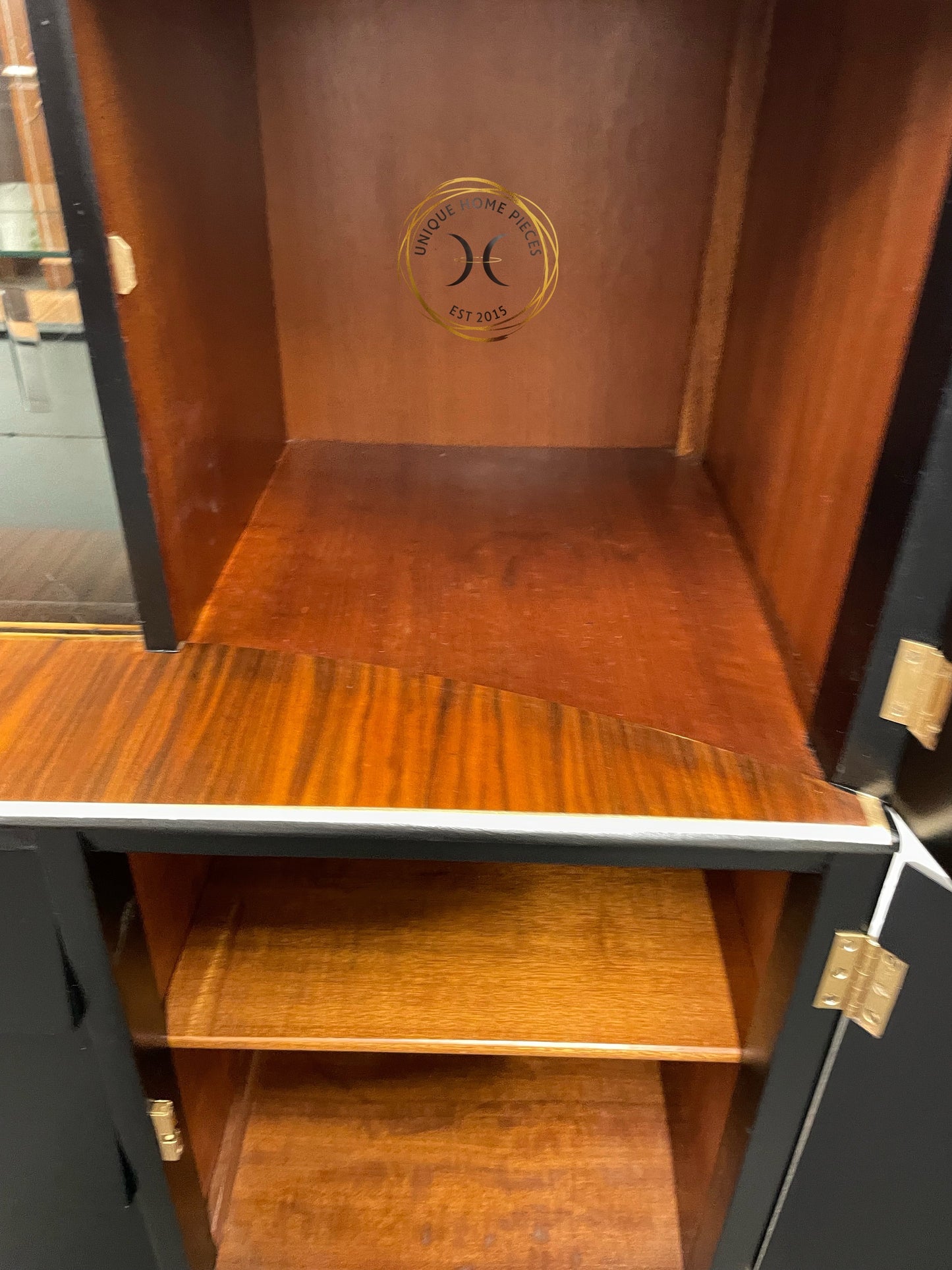 Beautility MCM Drinks Cabinet, Black Display Sideboard
