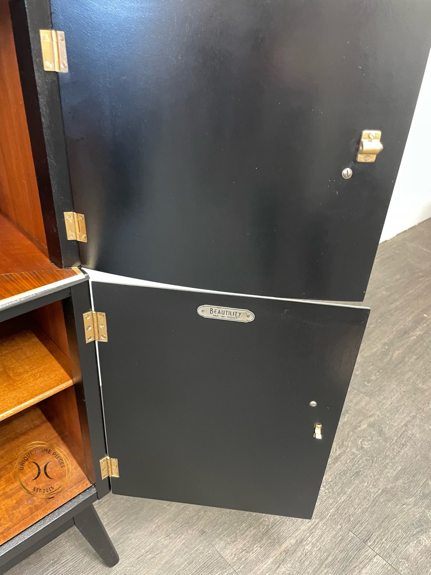 Beautility MCM Drinks Cabinet, Black Display Sideboard
