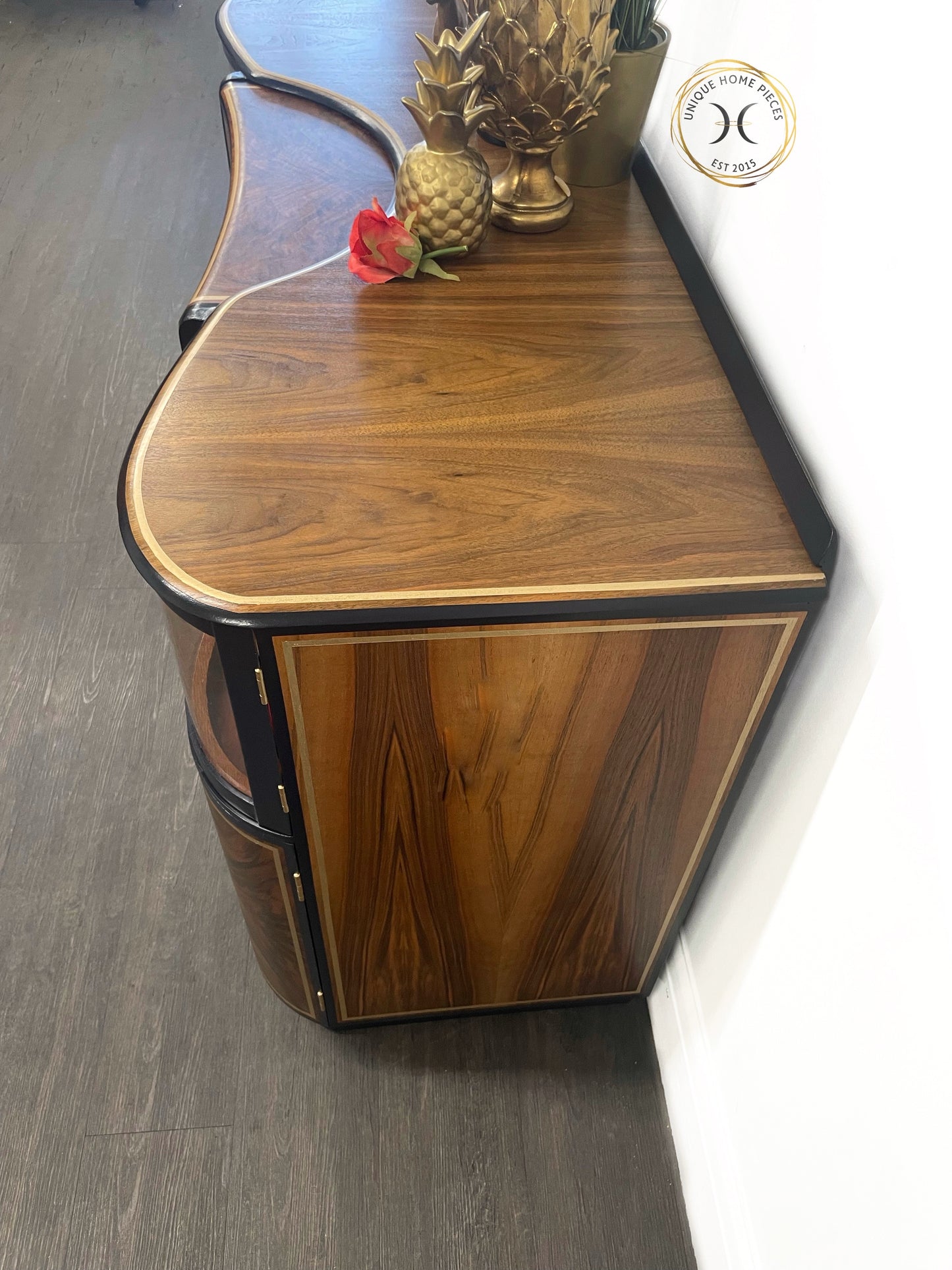 Beautility Navy/Oxford Blue And Gold Walnut Cocktail Cabinet/Bar/Drinks Cabinet