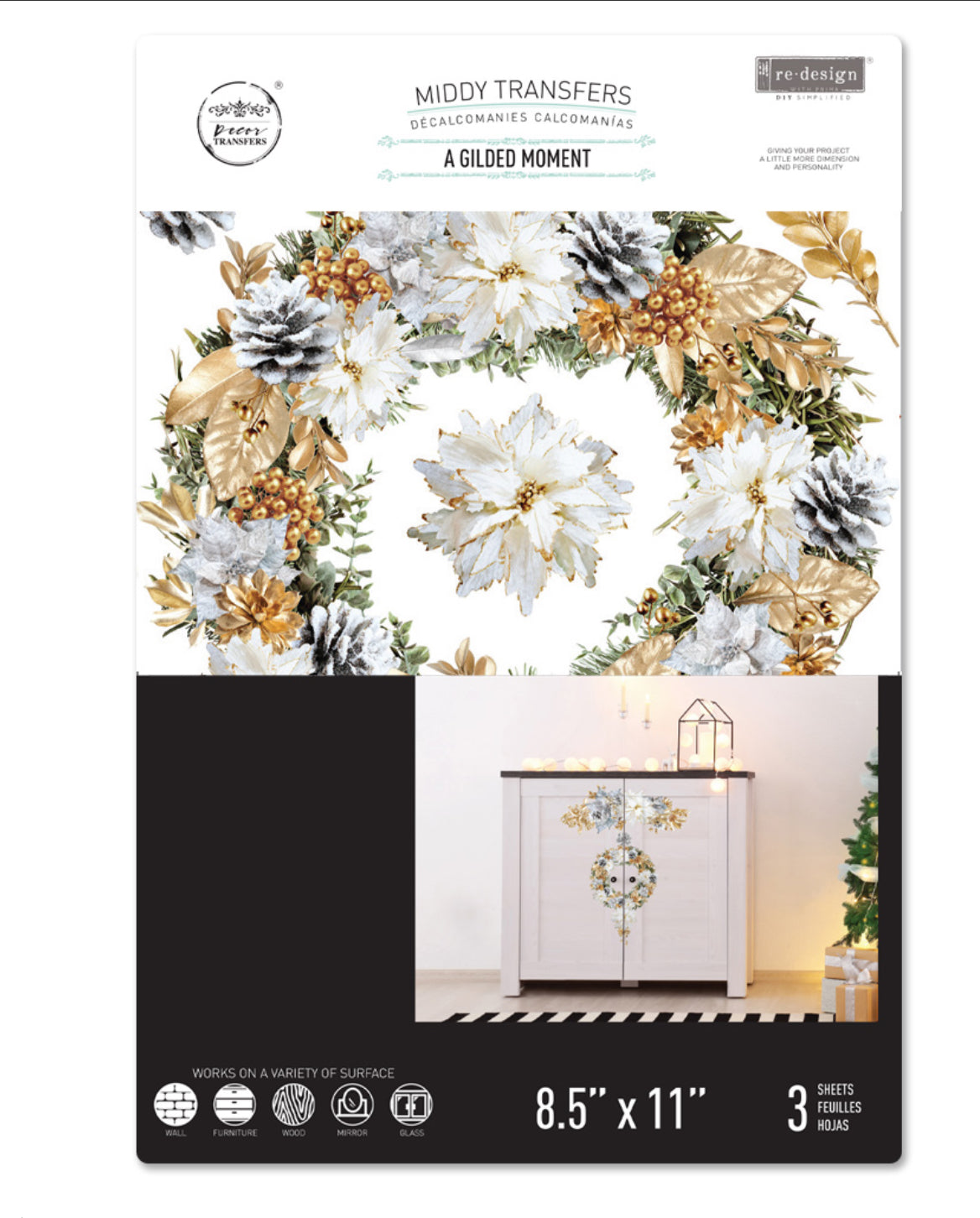 Re-Design With Prima Middy Transfer - A Gilded Moment 8.5” x 11”