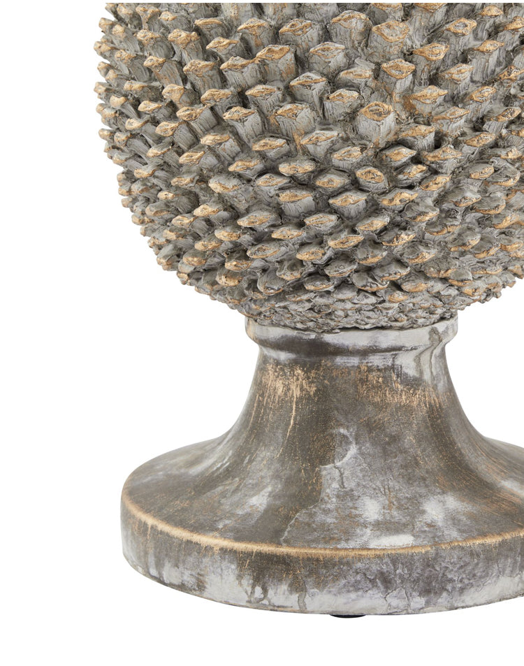 Small Stone Effect Pinecone Ornament With Gold Accents