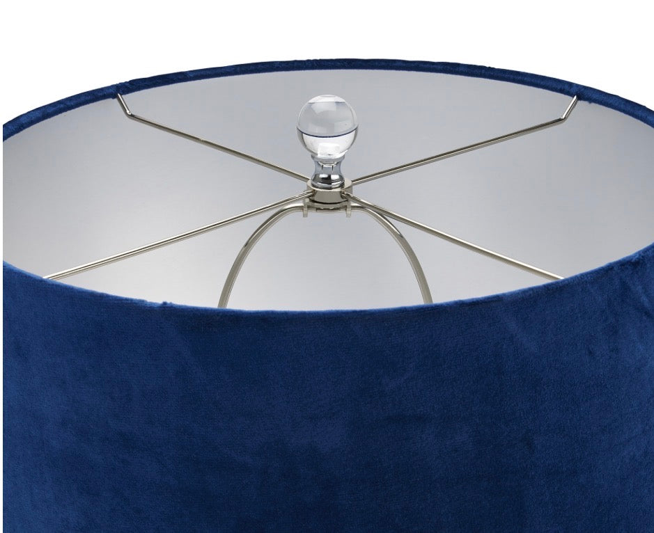 Ice Shadows Table Lamp With Navy Blue LampShade - Unique Home Pieces