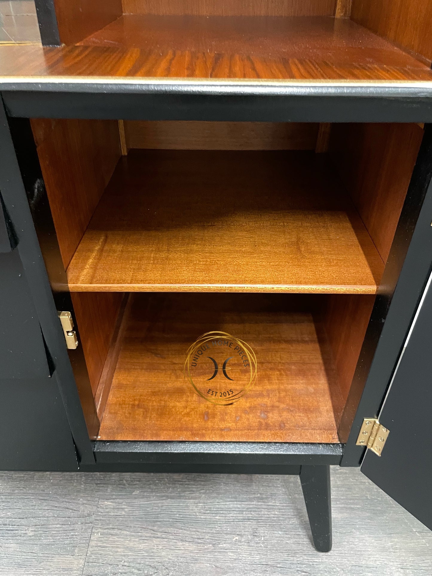 Beautility MCM Drinks Cabinet, Black Display Sideboard