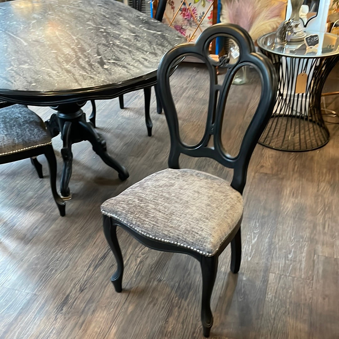 Epoxy Resin Dining Table Black, White, Grey, Silver Design And 4 Chairs