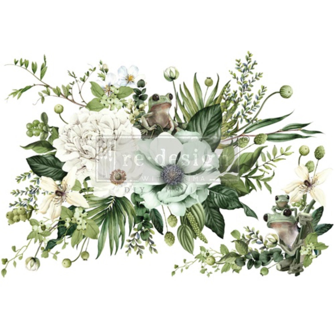 Re-Design With Prima Decor Transfer - Froggy Meadow Greens - 24” x 35”