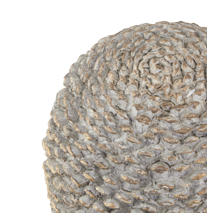 Stone Effect Pinecone Ornament With Gold Accents
