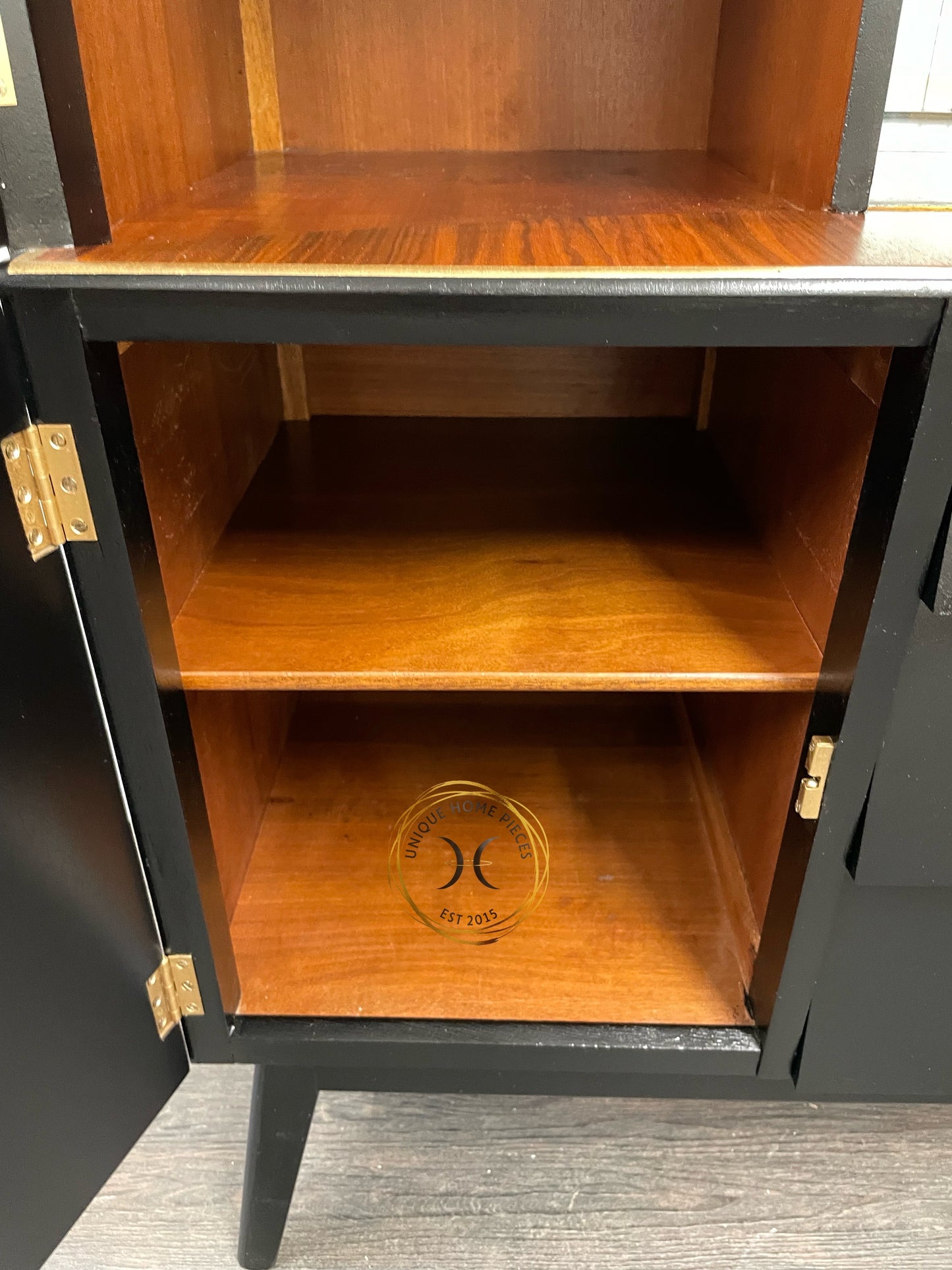 Beautility MCM Drinks Cabinet, Black Display Sideboard