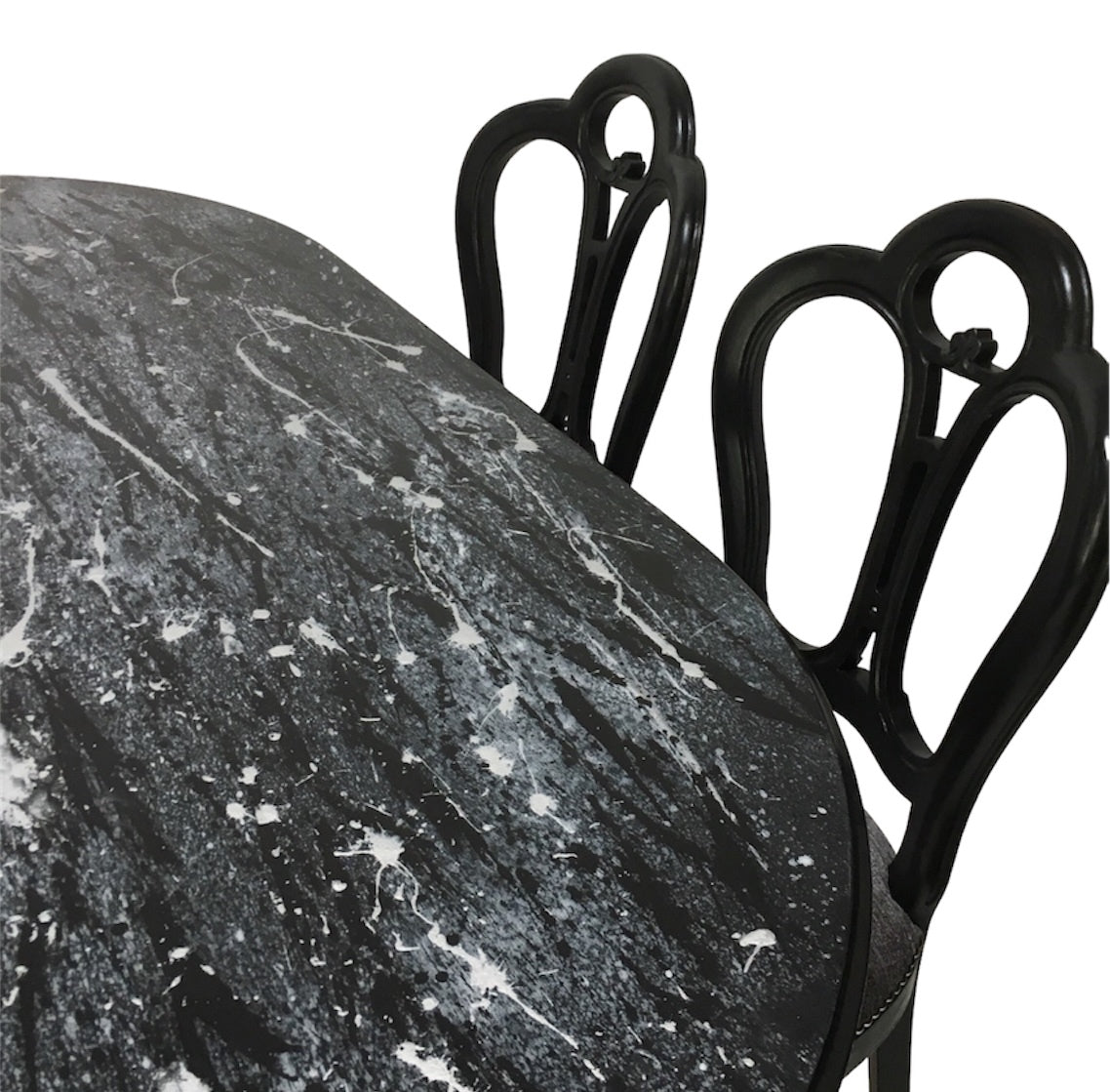 Epoxy Resin Dining Table Black, White, Grey, Silver Design And 4 Chairs