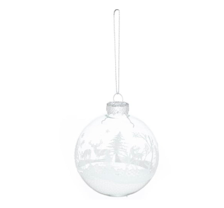The Noel Collection Deer Scene Glitter Bauble - Unique Home Pieces