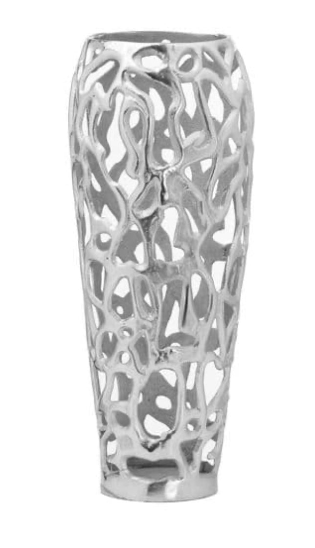 Ohlson Silver Perforated Coral Inspired Vase By Hill Interiors