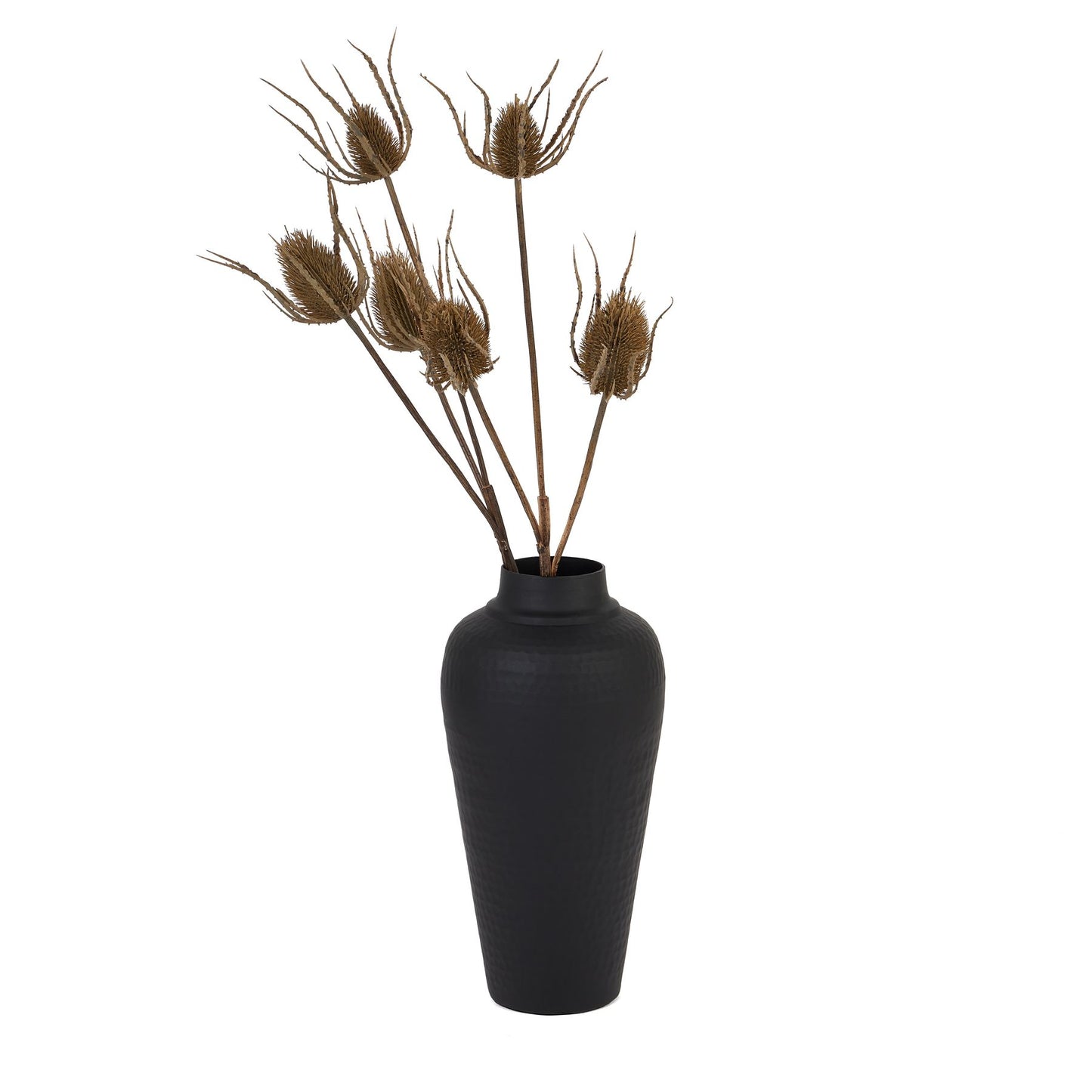 Matt Black Hammered Vase With Lid - Unique Home Pieces