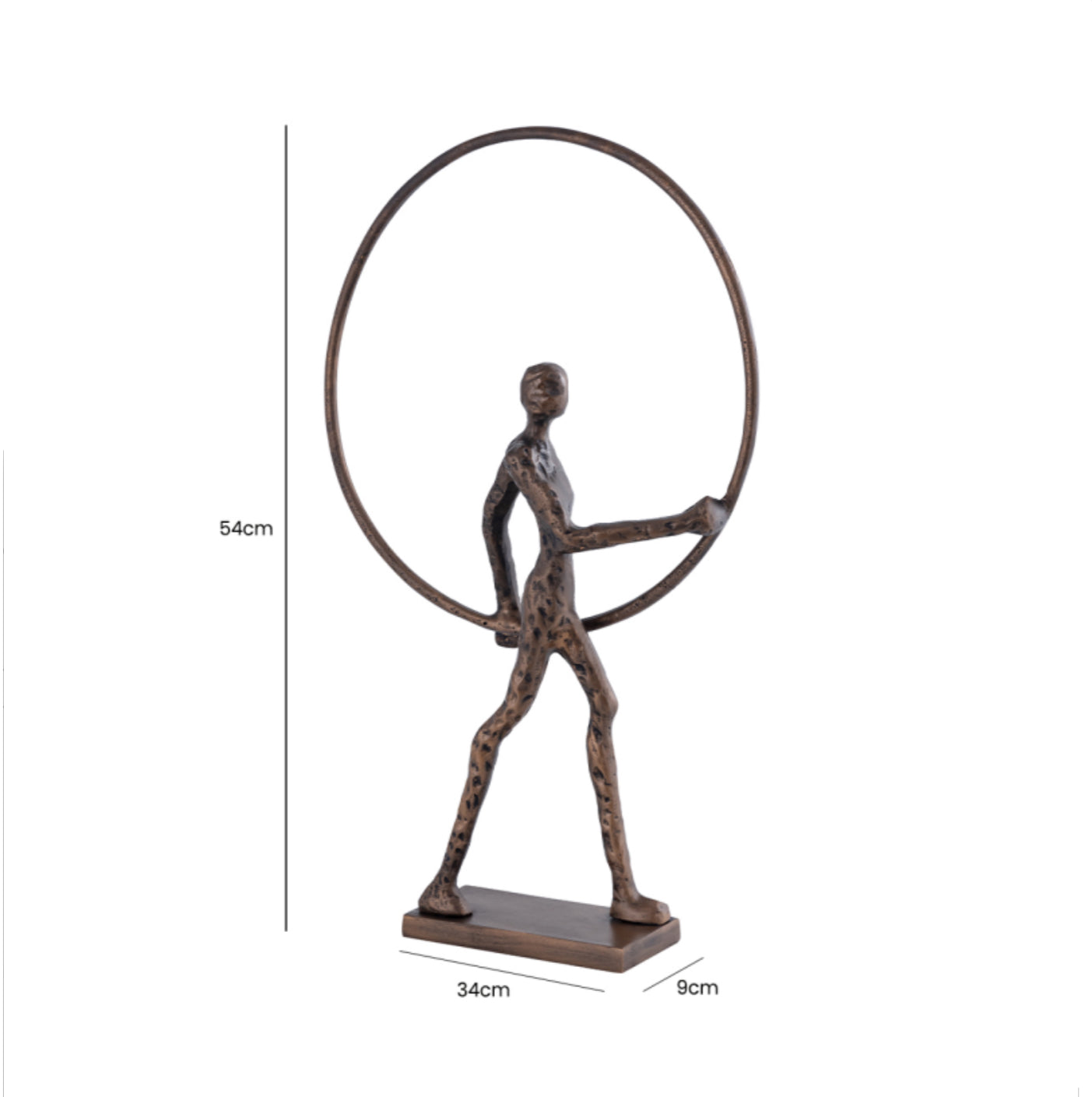 54 cm Man With A Bronze Ring Metal Sculpture - Unique Home Pieces