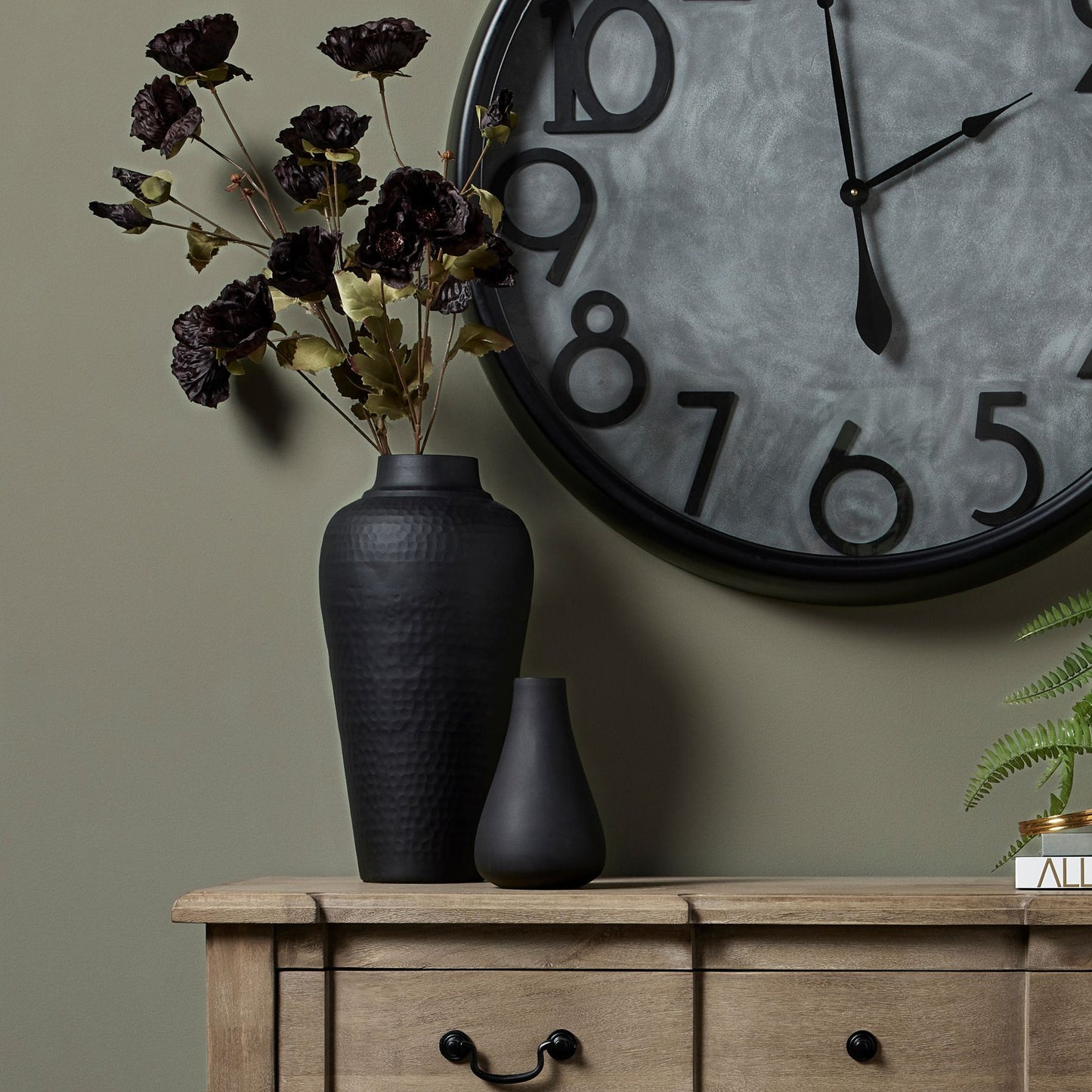 Matt Black Hammered Vase With Lid - Unique Home Pieces